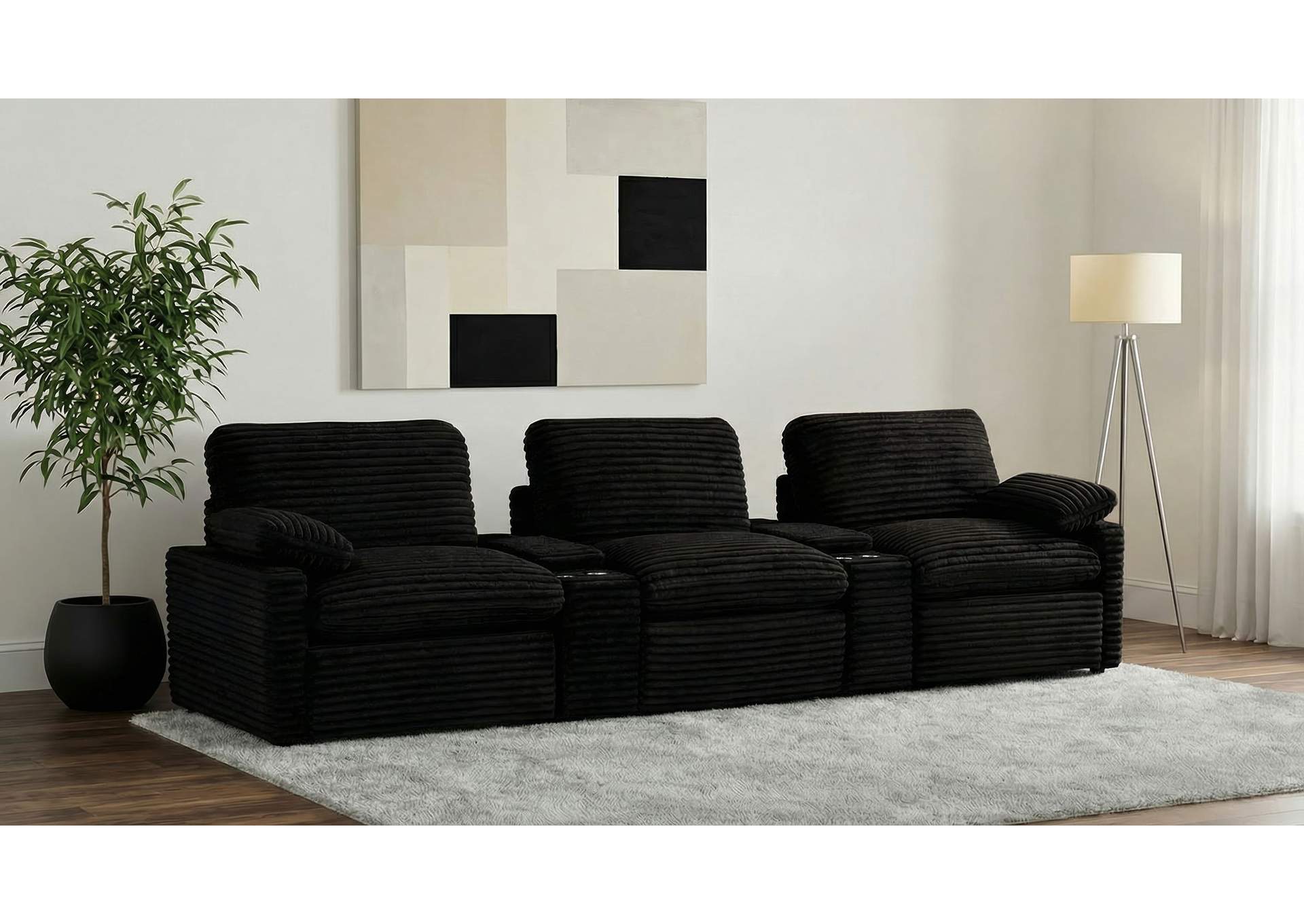 Collins 5-Piece Power Reclining Home Theater Seating Black image 3