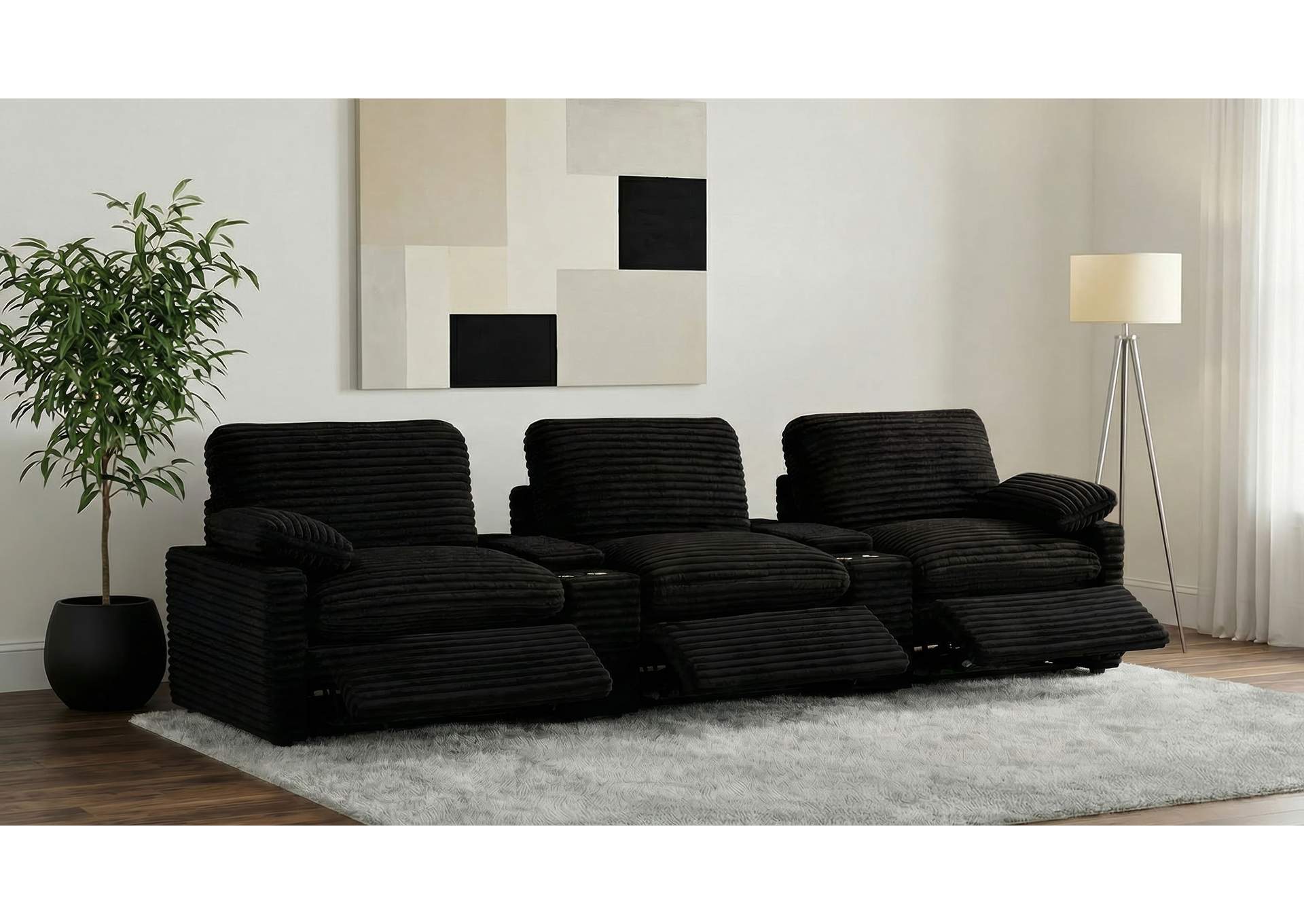 Collins 5-Piece Power Reclining Home Theater Seating Black image 4