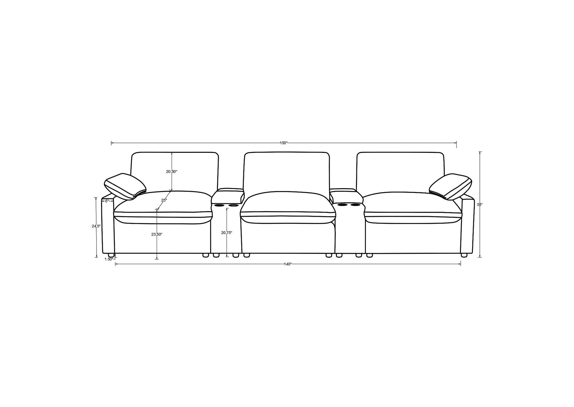 Collins 5-Piece Power Reclining Home Theater Seating Black image 15
