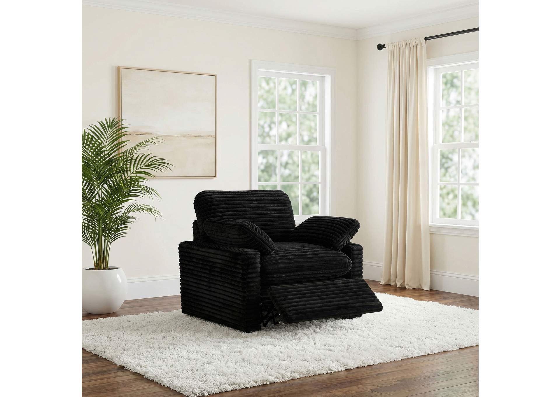 Collins Upholstered Power Recliner Chair Black image 4
