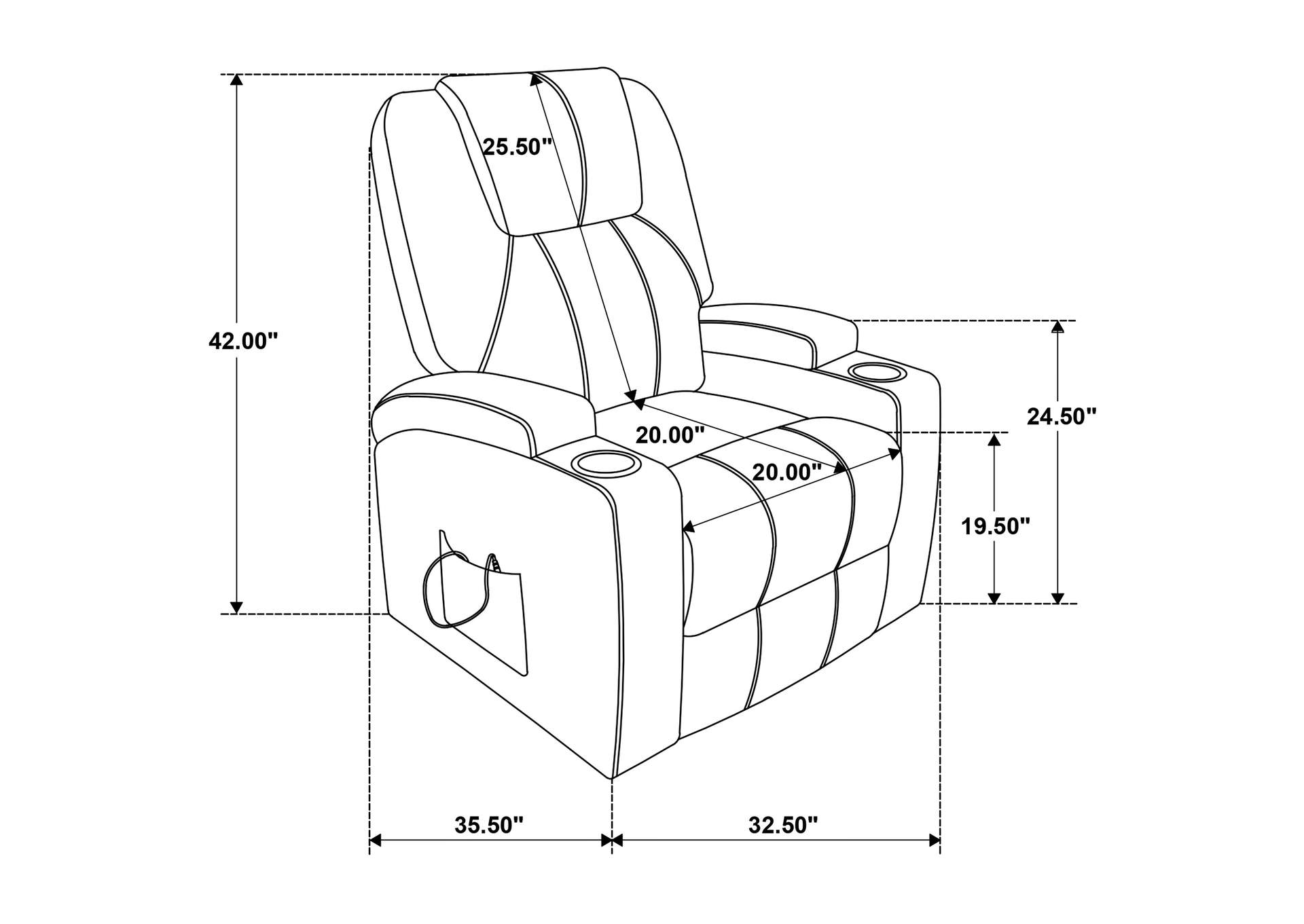 Louie Chenille Upholstered Power Lift Massage Chair Grey image 16
