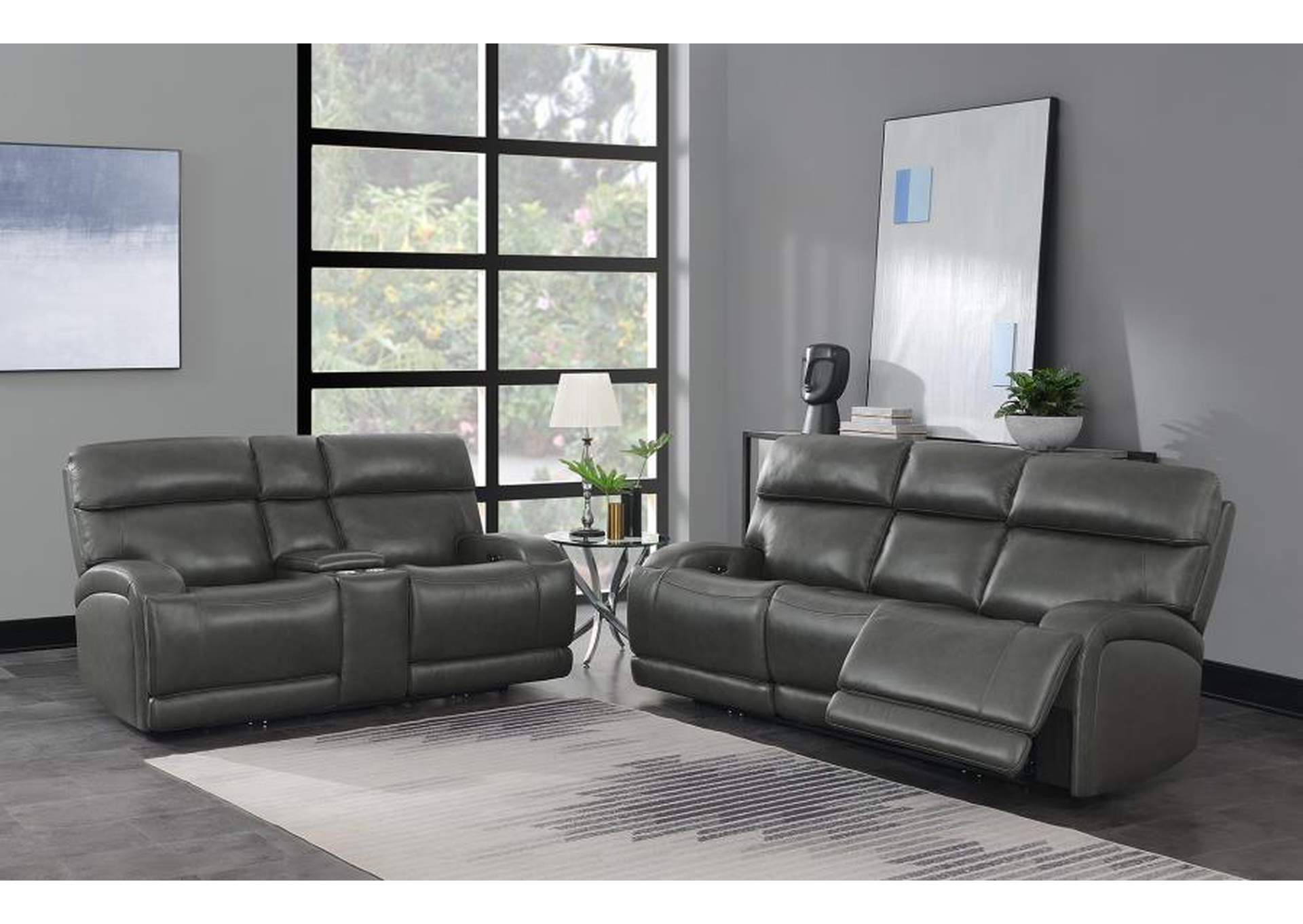 Longport 2-piece Upholstered Power Living Room Set Charcoal image 1
