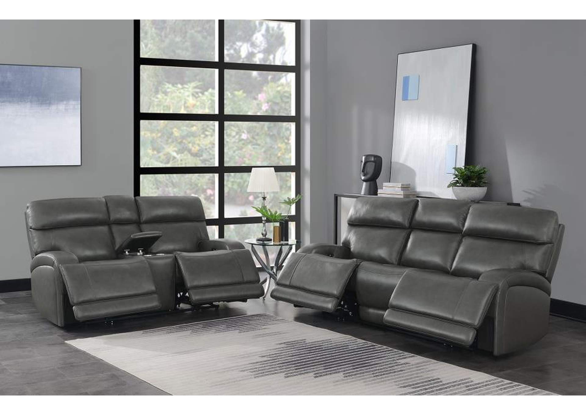 Longport 2-piece Upholstered Power Living Room Set Charcoal image 3