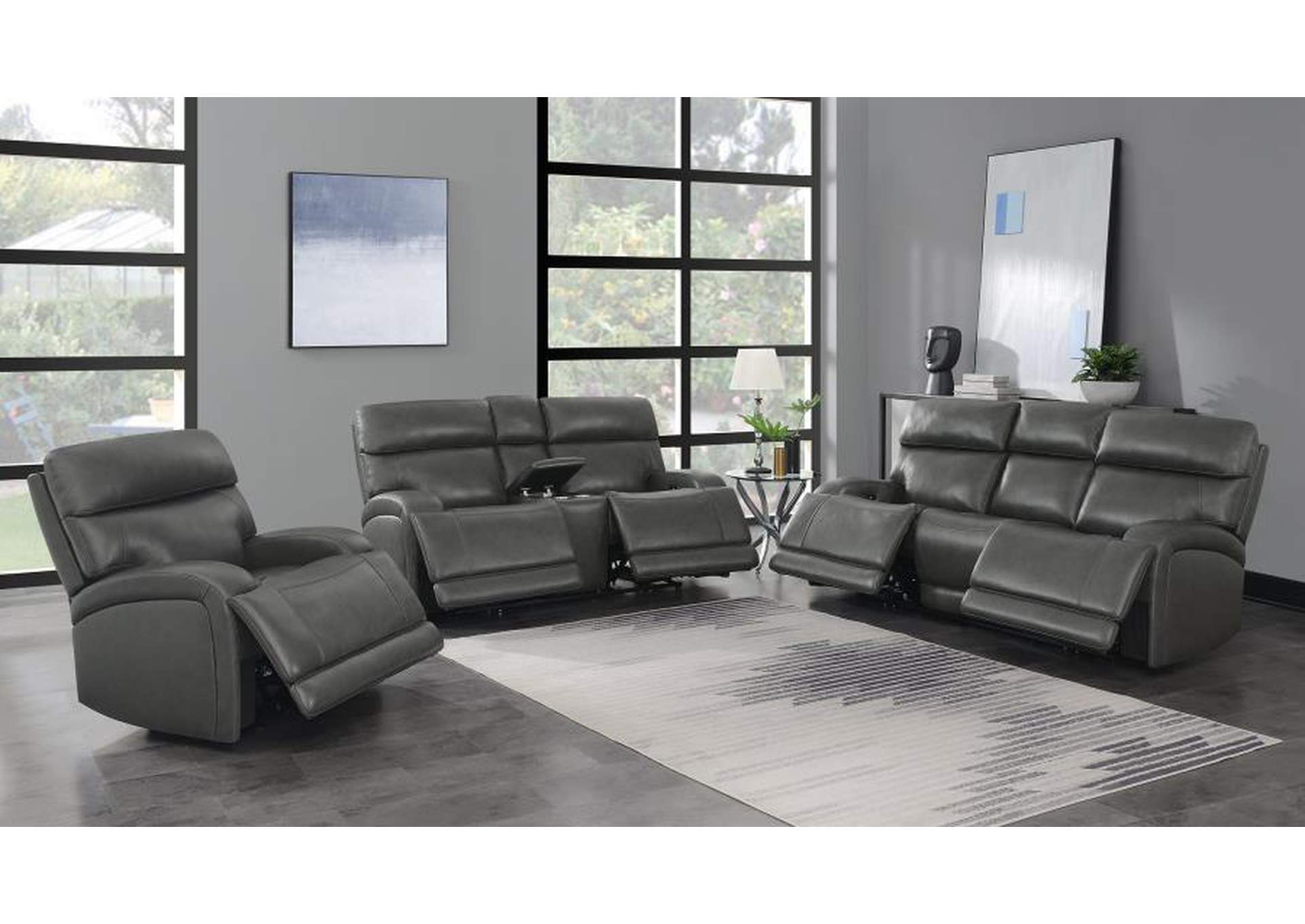 Longport 3-piece Upholstered Power Living Room Set Charcoal image 3