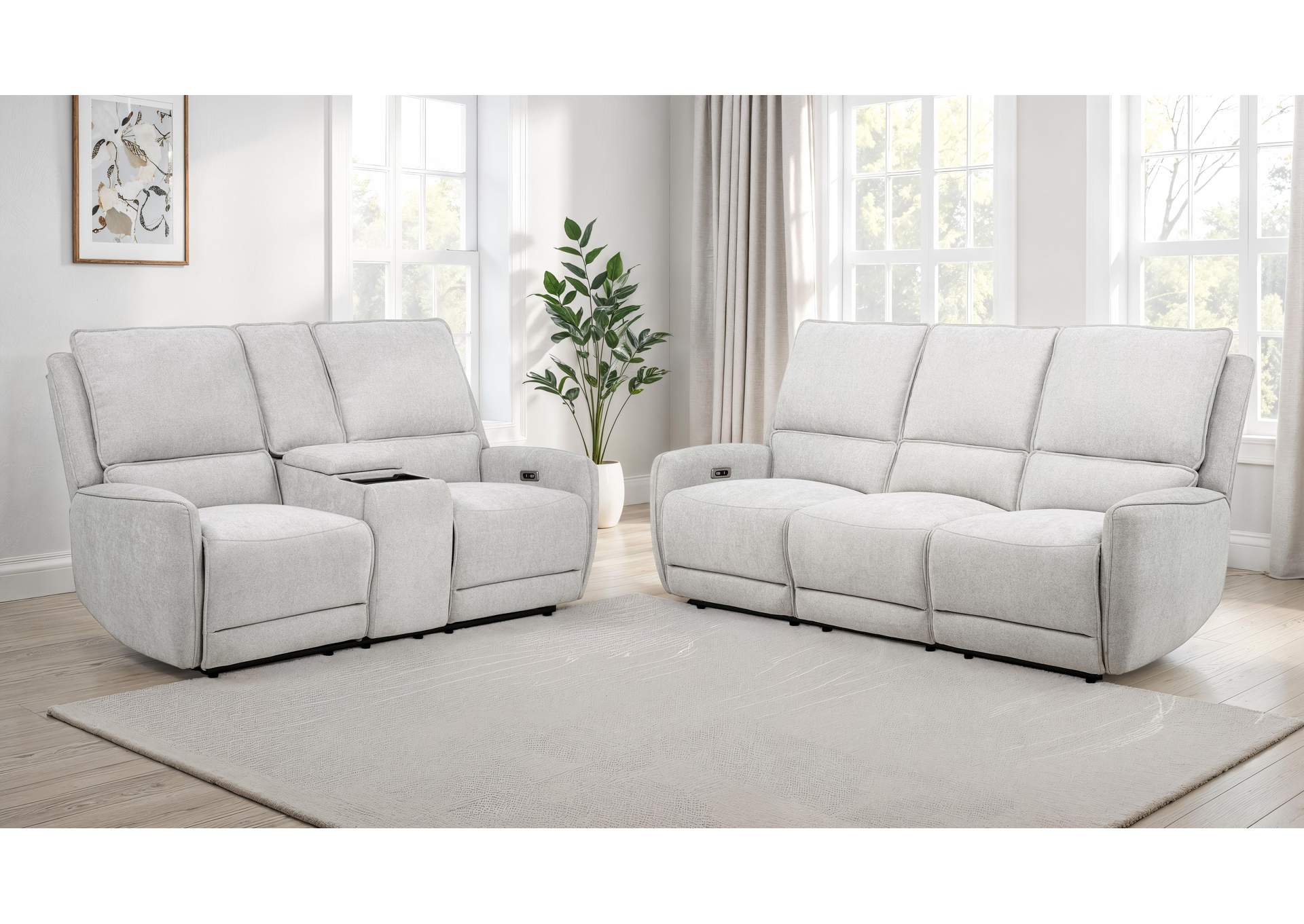 Sylmar 2-piece Chenille Power Reclining Sofa Set Dove Grey image 1
