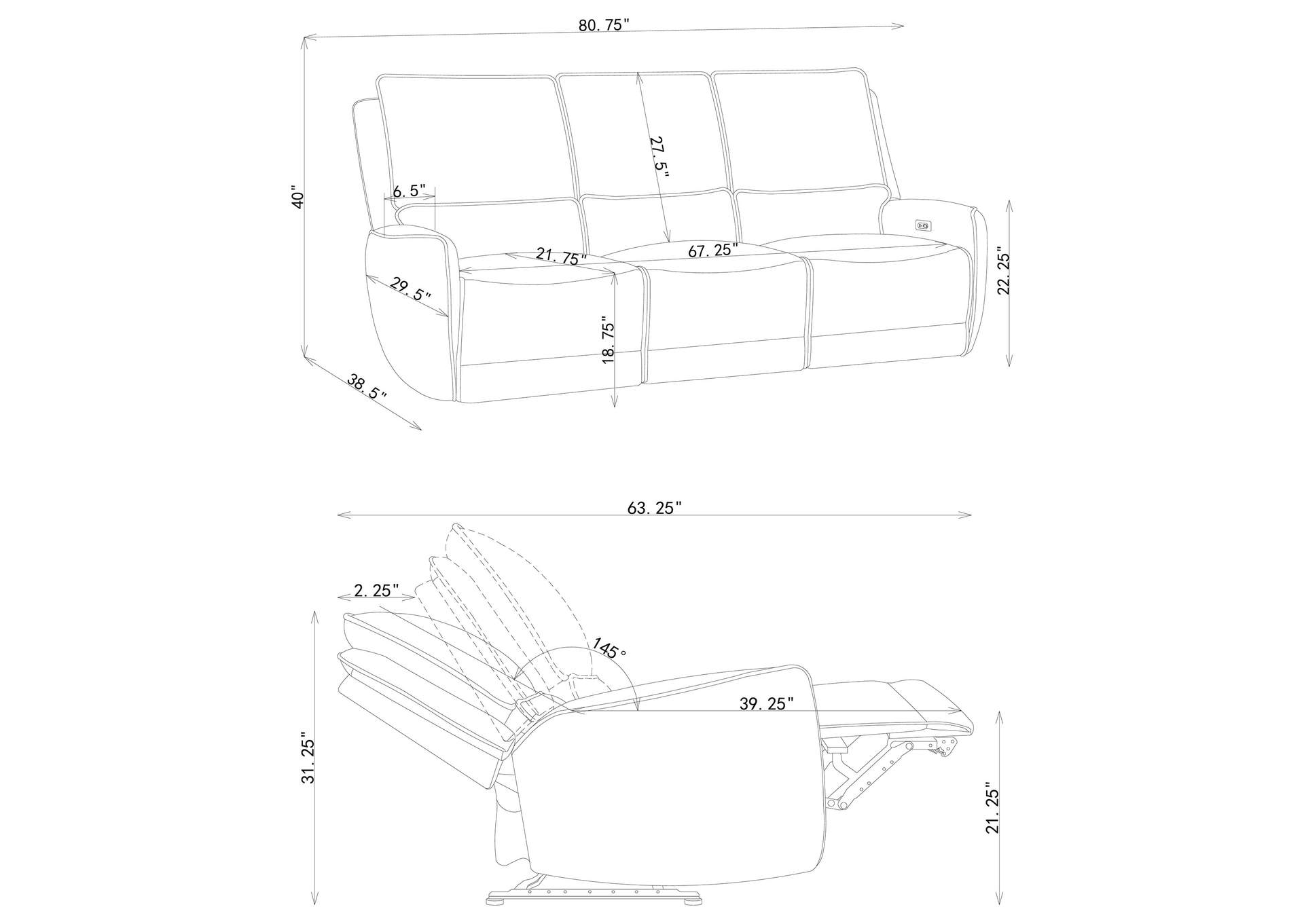Sylmar Chenille Upholstered Power Reclining Sofa Dove Grey image 16