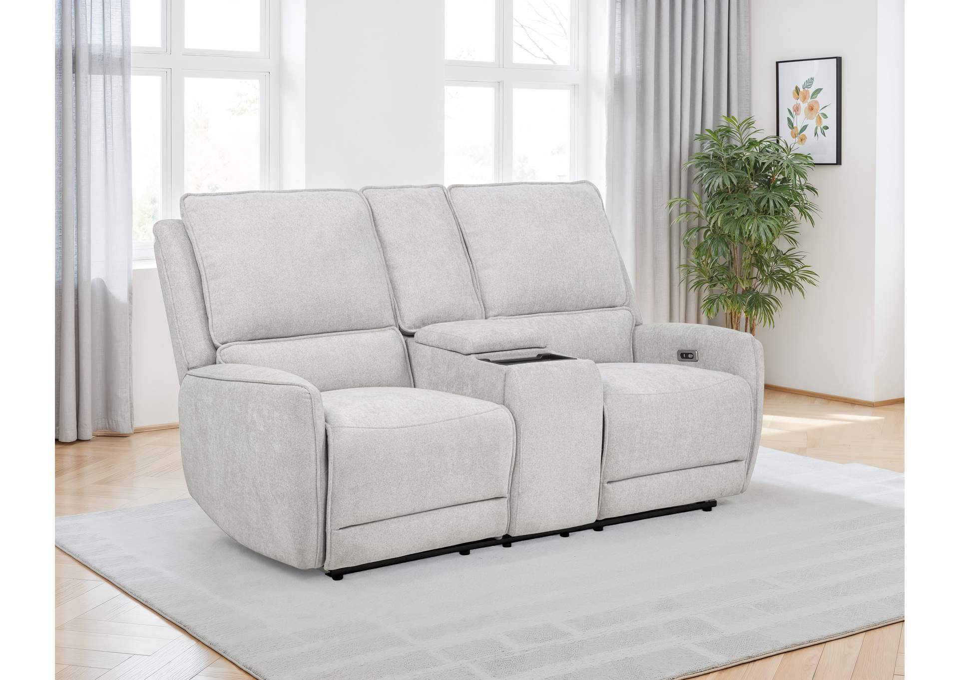 Sylmar Chenille Upholstered Power Reclining Loveseat Dove Grey image 19