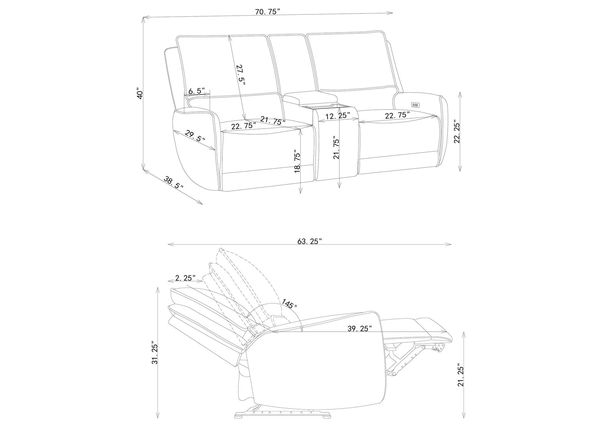 Sylmar Chenille Upholstered Power Reclining Loveseat Dove Grey image 6