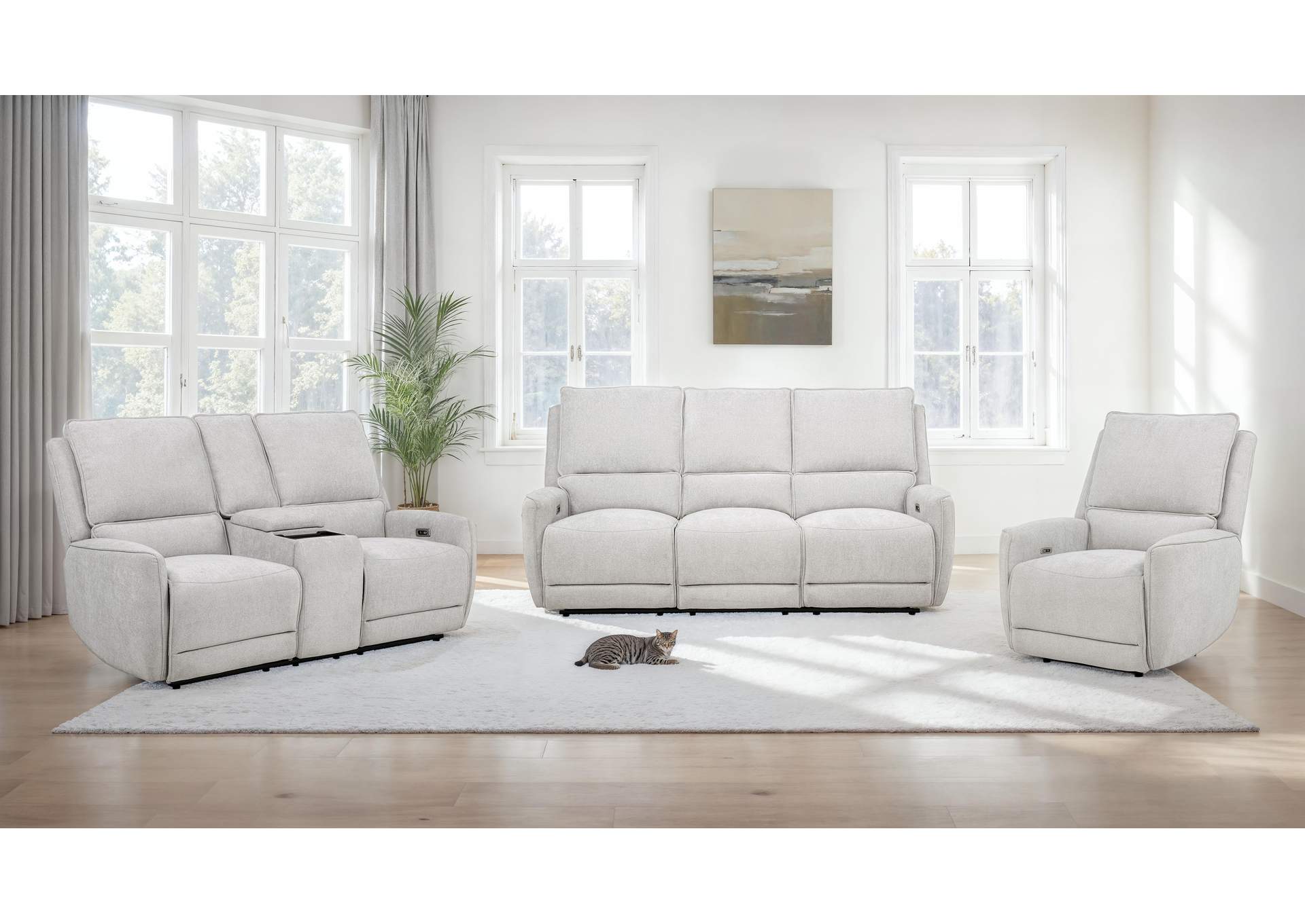 Sylmar Chenille Upholstered Power Reclining Loveseat Dove Grey image 4