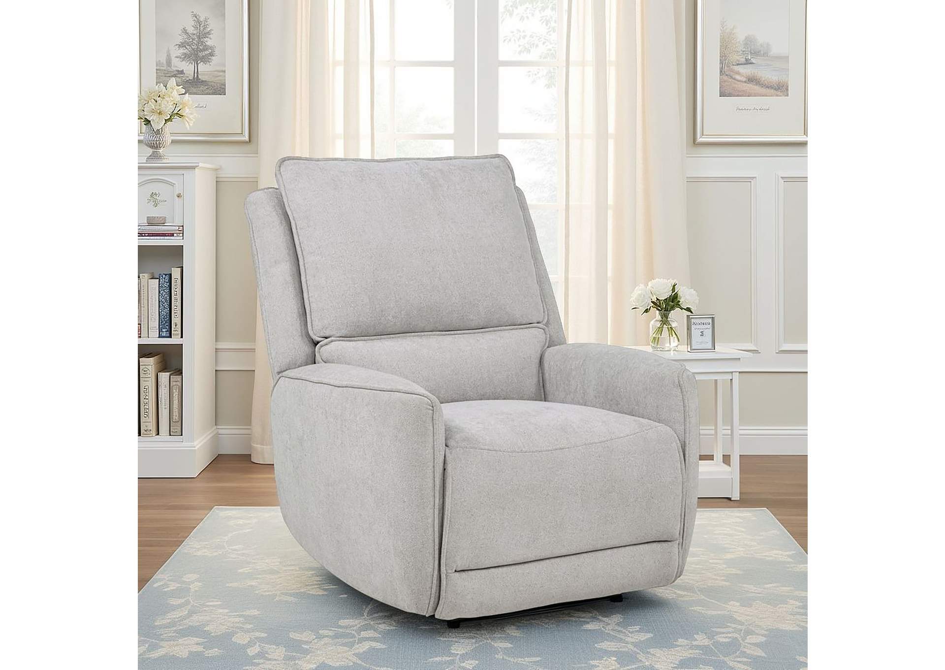 Sylmar Chenille Upholstered Power Recliner Dove Grey image 3