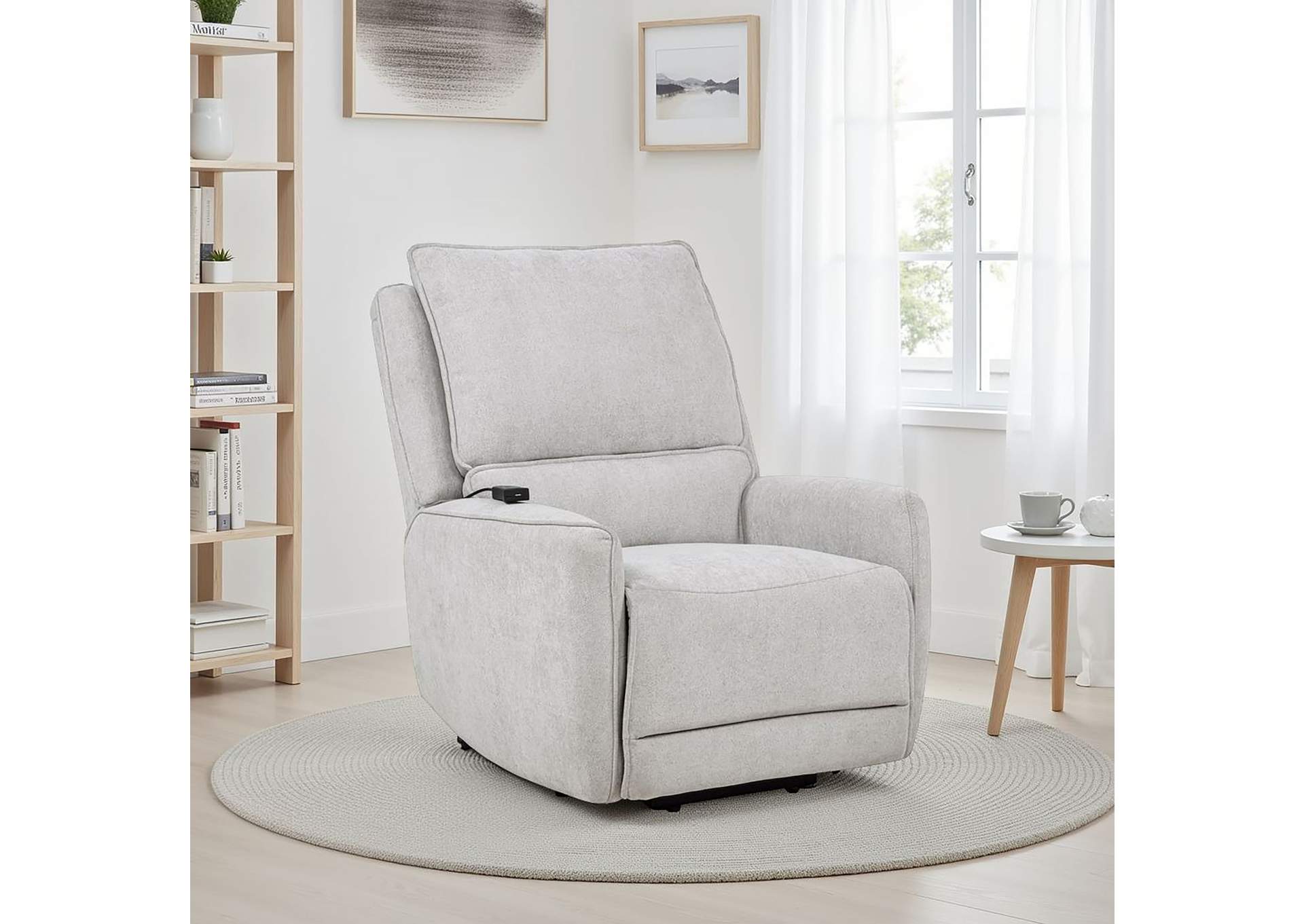 Sylmar Chenille Upholstered Dual Power Lift Recliner Dove Grey image 3