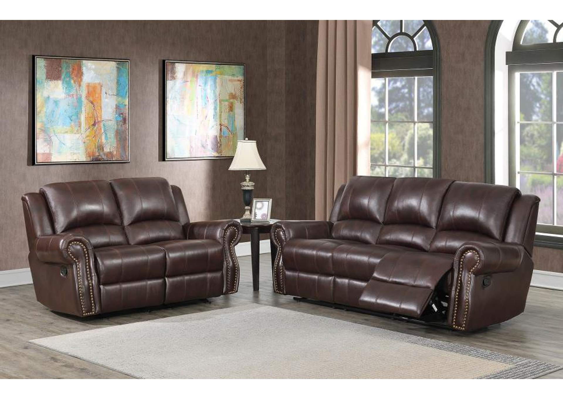 Sir Rawlinson Upholstered Living Room Set Dark Brown image 1