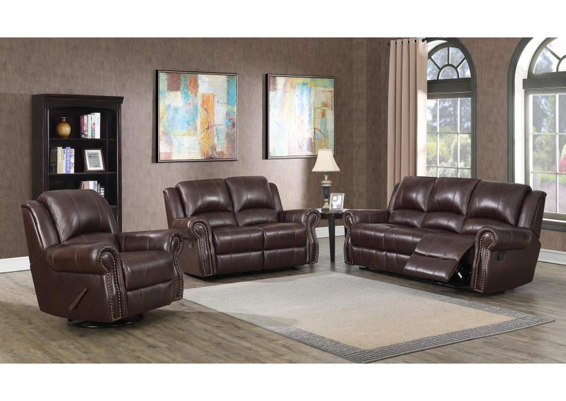 Sir Rawlinson Upholstered Living Room Set Dark Brown image 1