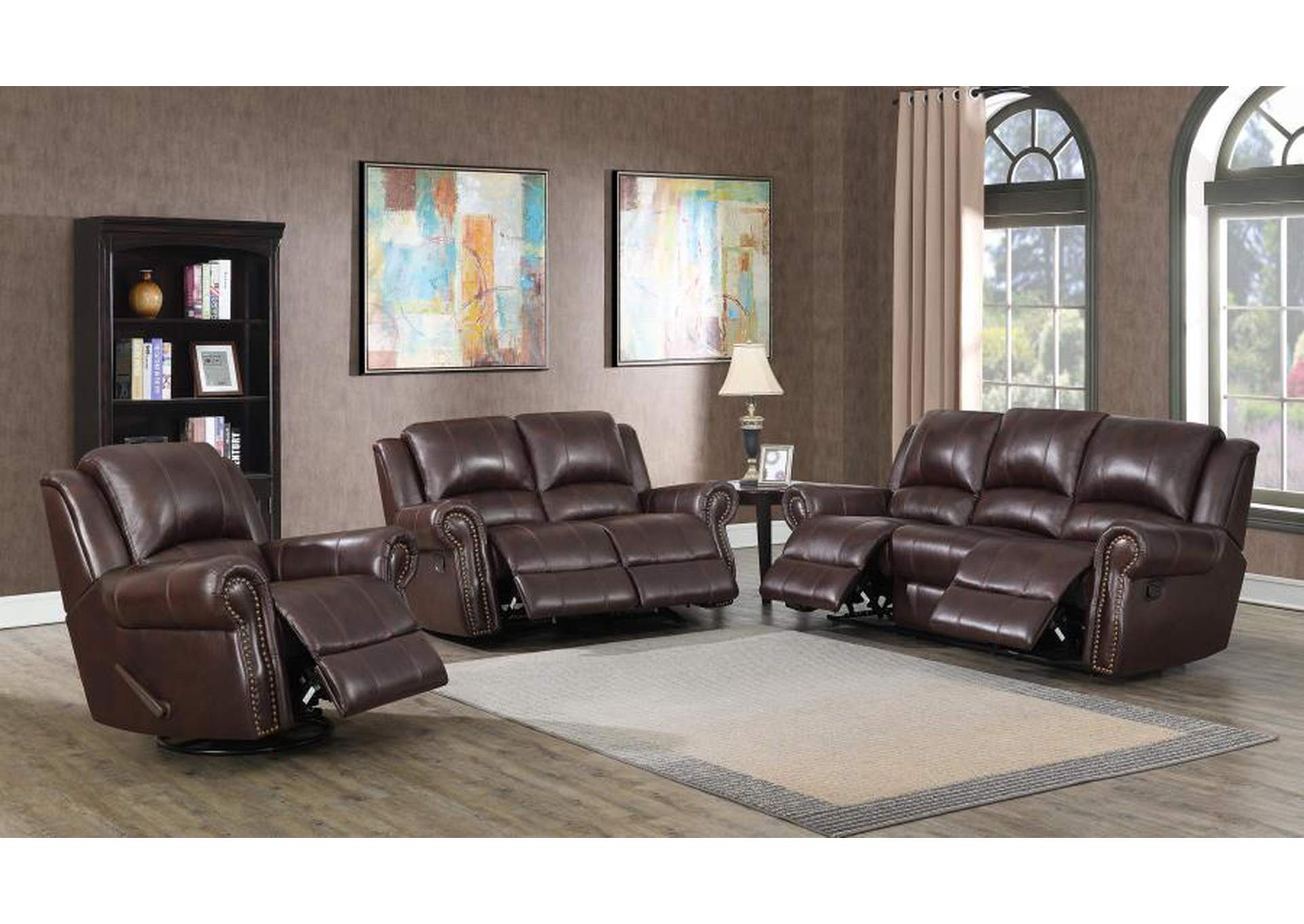Sir Rawlinson Upholstered Living Room Set Dark Brown image 3