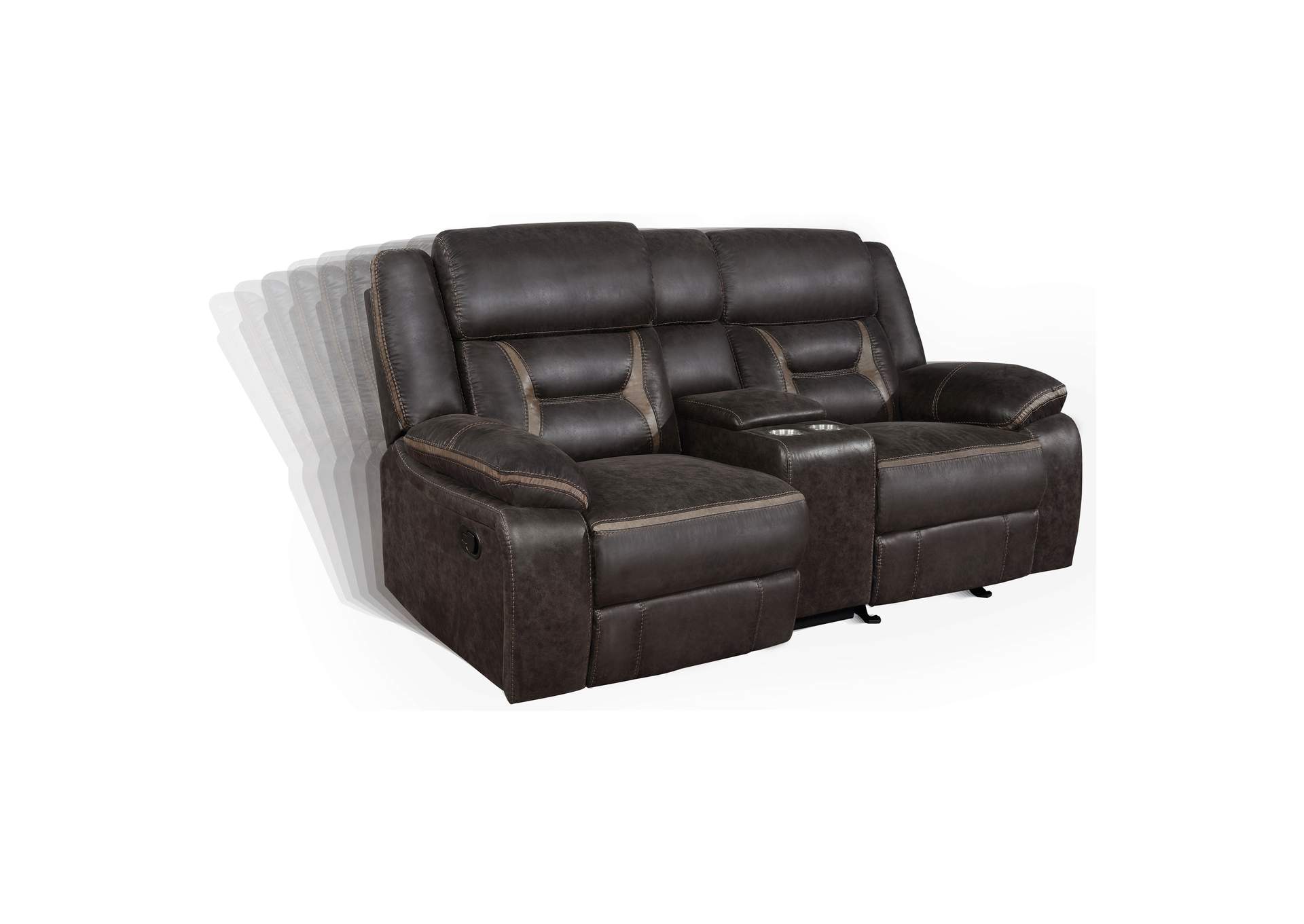 Greer Upholstered Motion Reclining Loveseat Brown
