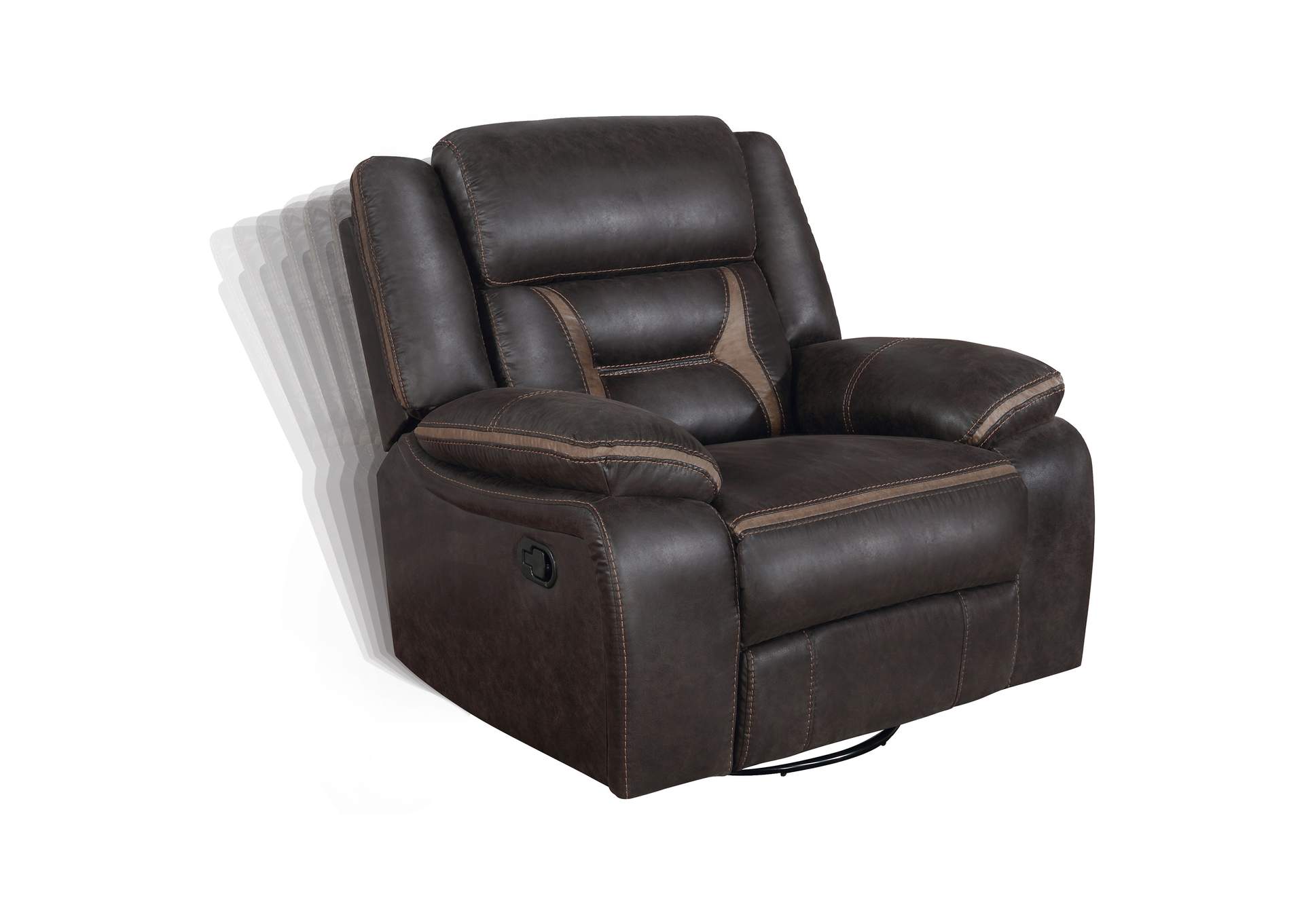 Greer Upholstered Swivel Glider Recliner Chair Brown