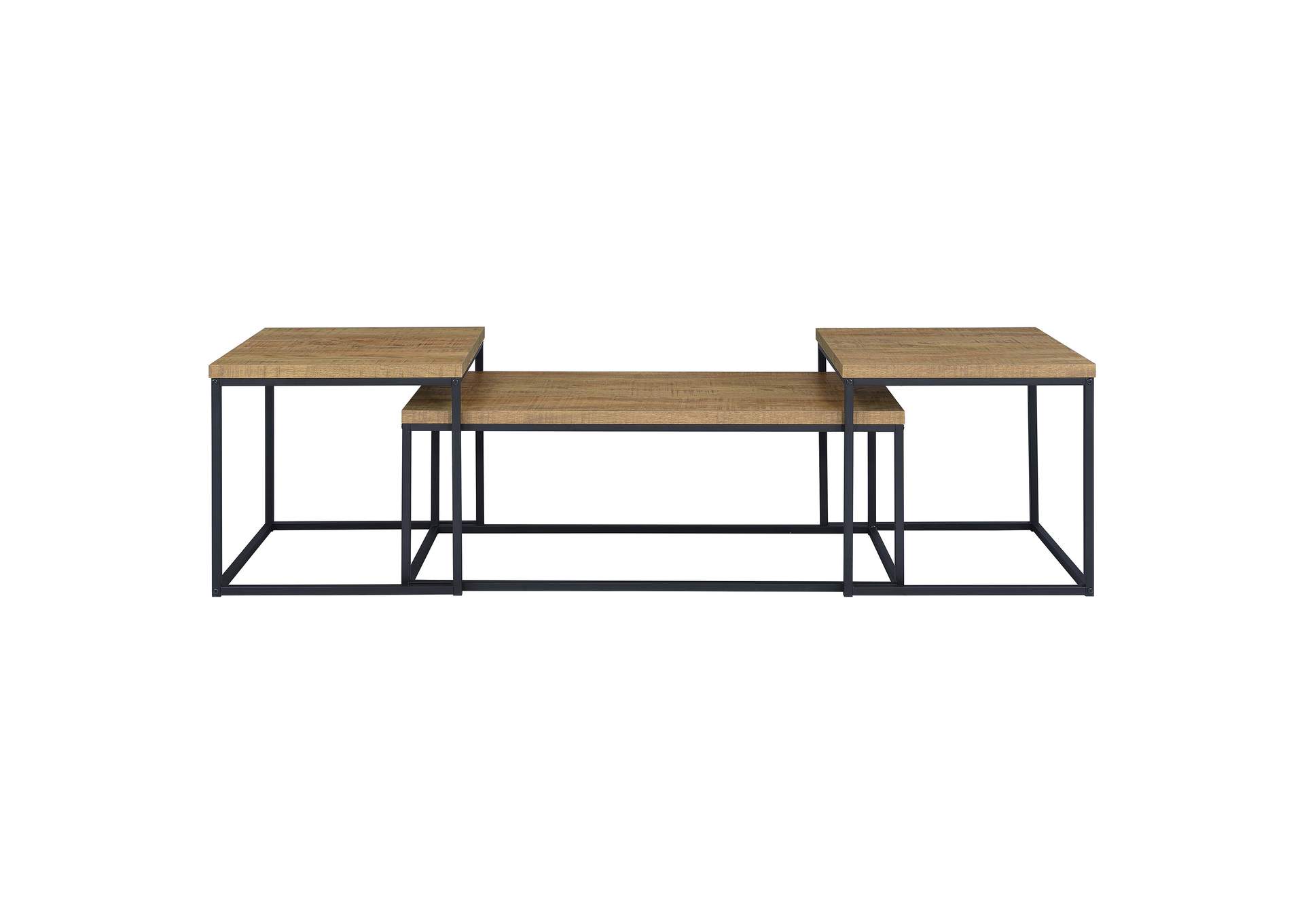 Straden 3-piece Engineered Wood Coffee Table Set Mango and Black image 6