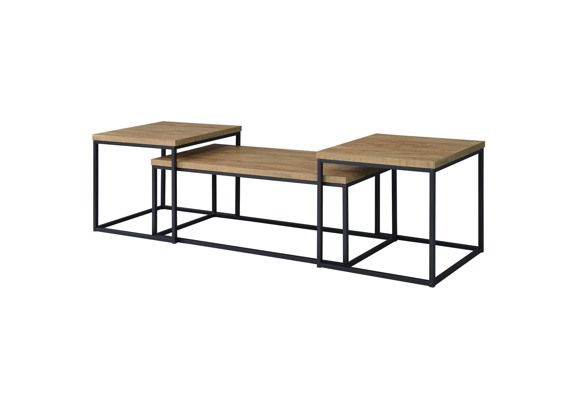 Straden 3-piece Engineered Wood Coffee Table Set Mango and Black image 8