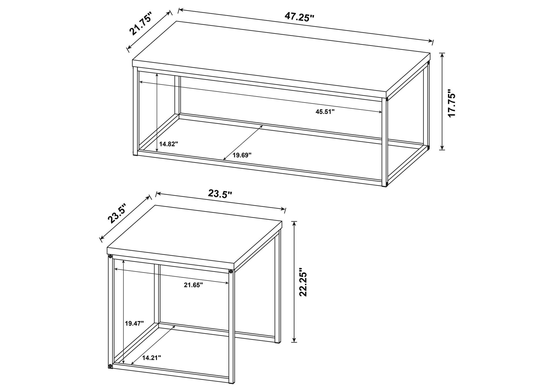 Straden 3-piece Engineered Wood Coffee Table Set Mango and Black image 14