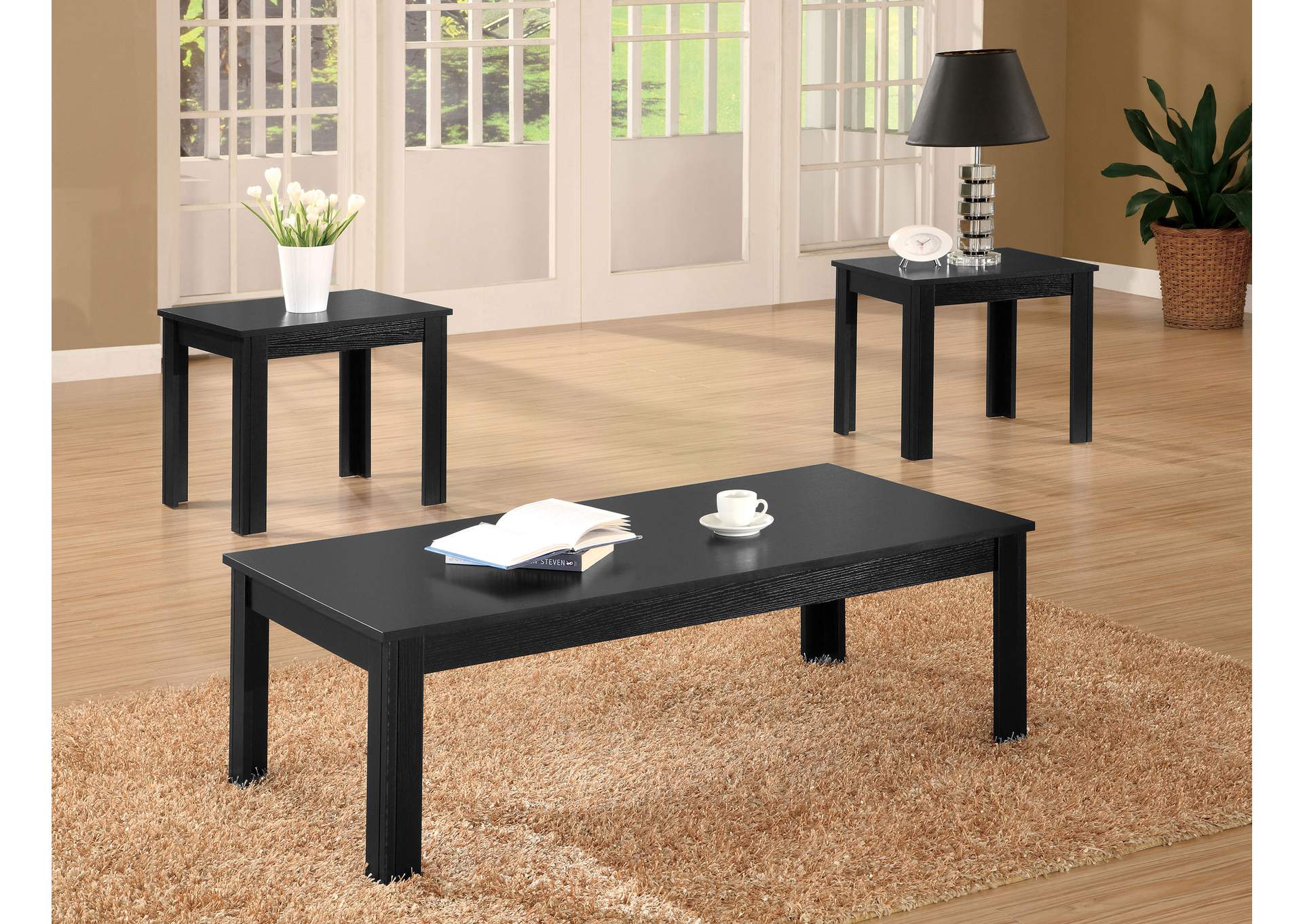 Elias 3-piece Engineered Wood Coffee Table Set Black