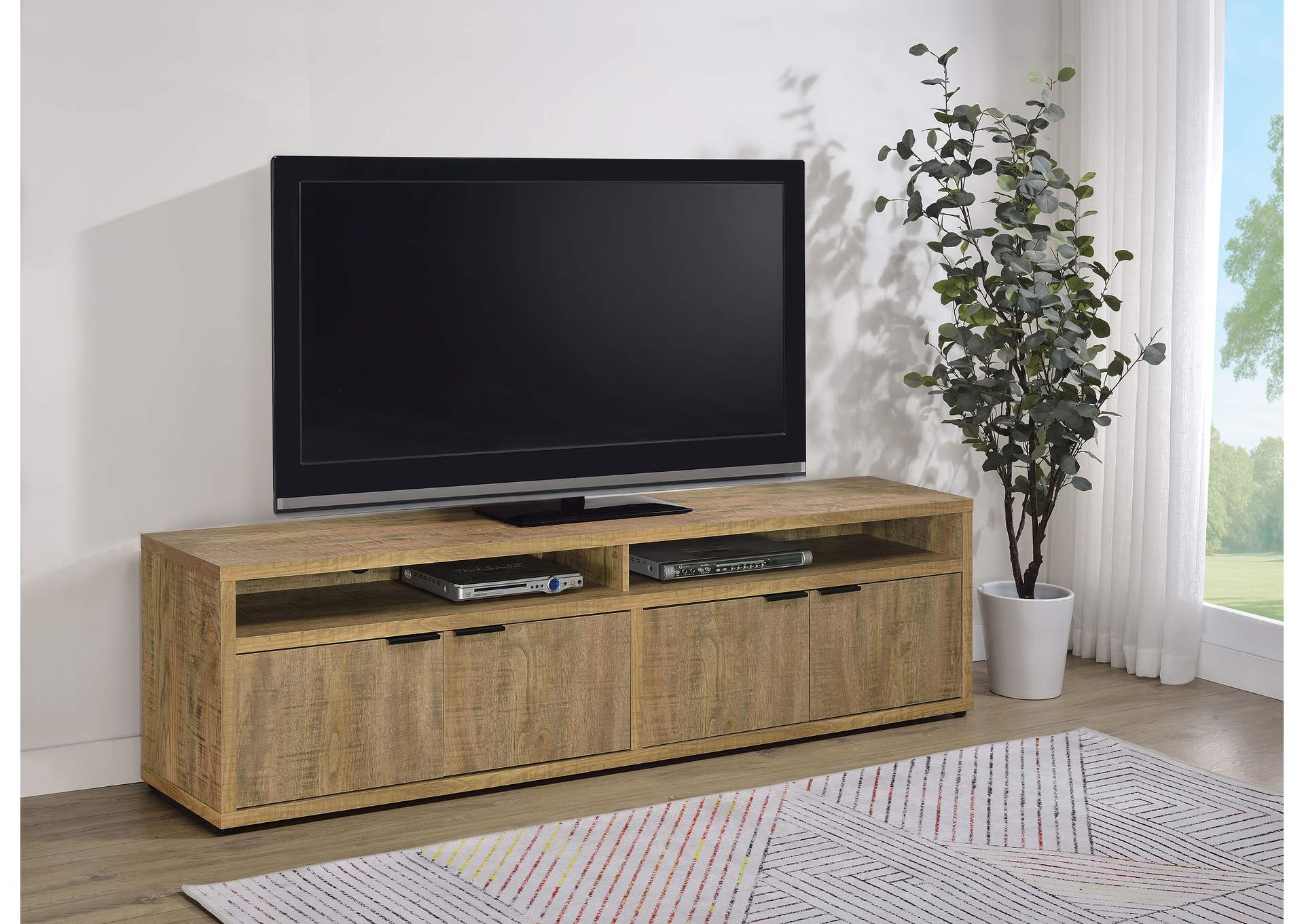 Tabby 79-inch 4-door Engineered Wood TV Stand Media Console Mango image 3