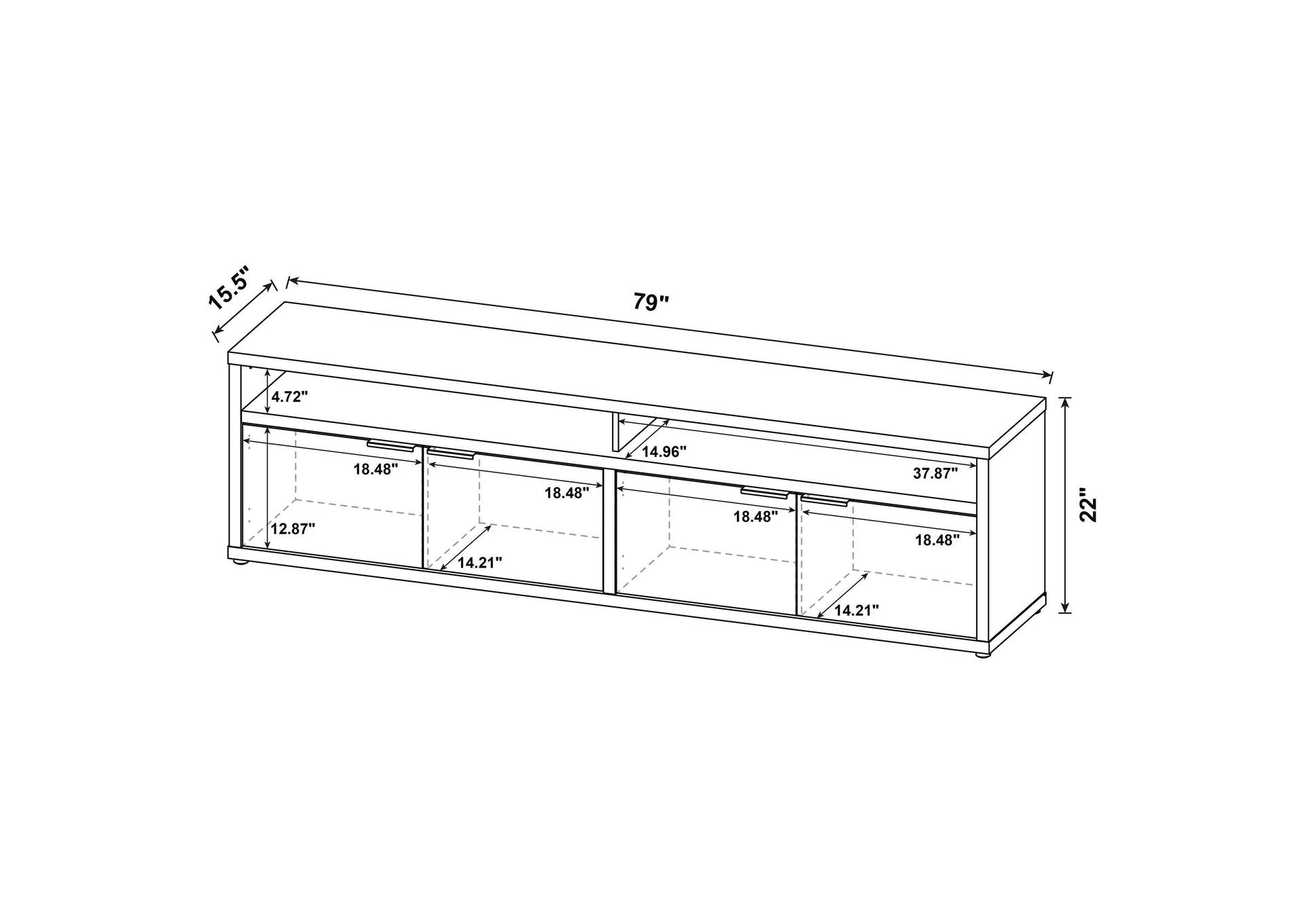 Tabby 79-inch 4-door Engineered Wood TV Stand Media Console Mango image 12