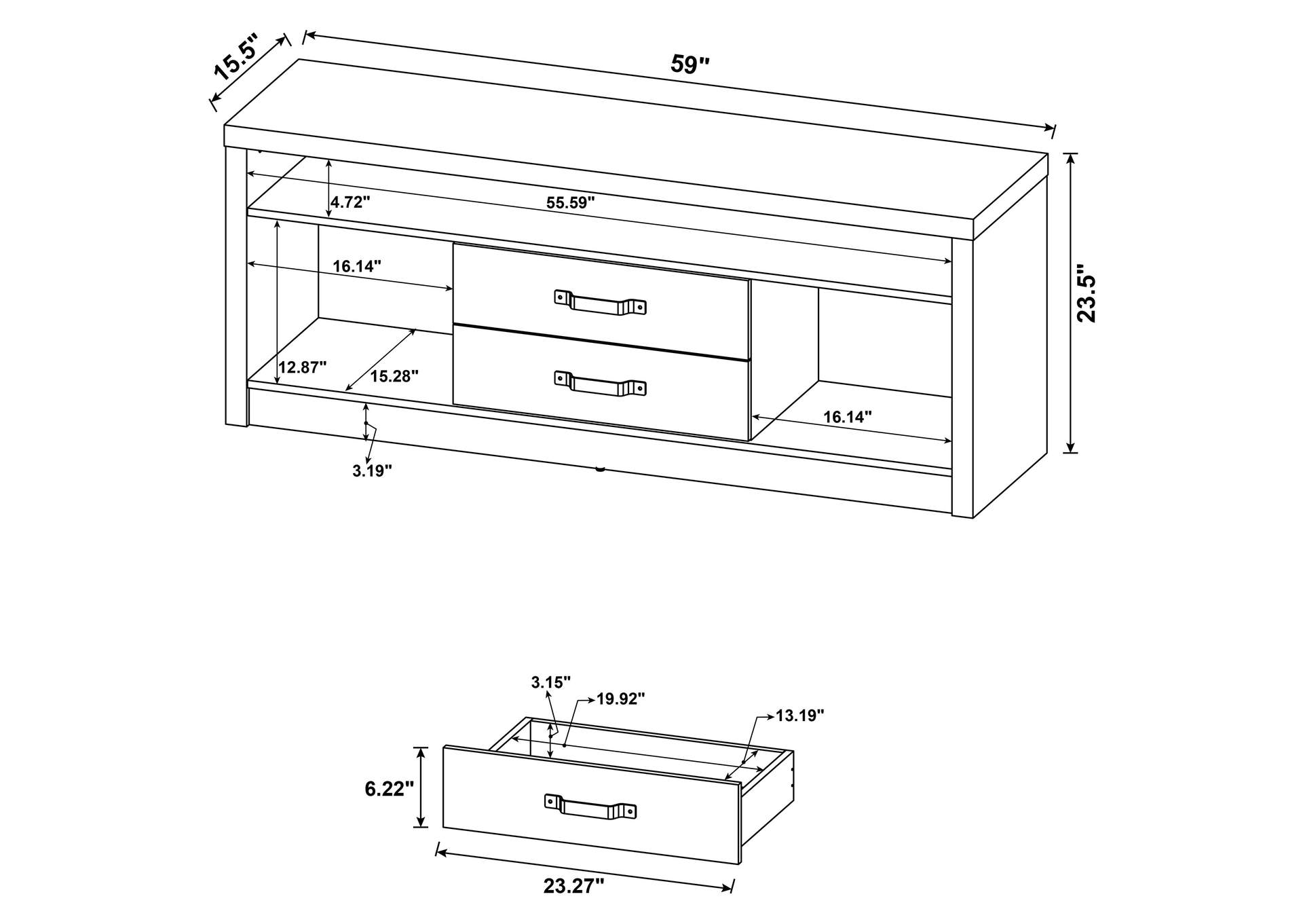 Burke 2-drawer Engineered Wood 59
