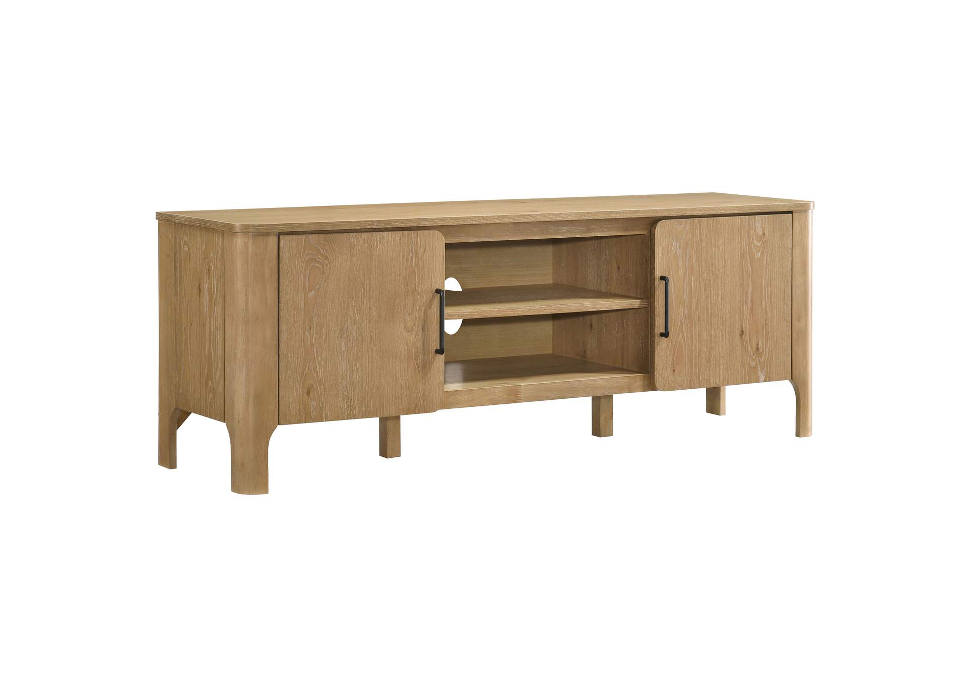 Rowe 65-inch 2-door Wood TV Stand Media Console Light Oak image 1