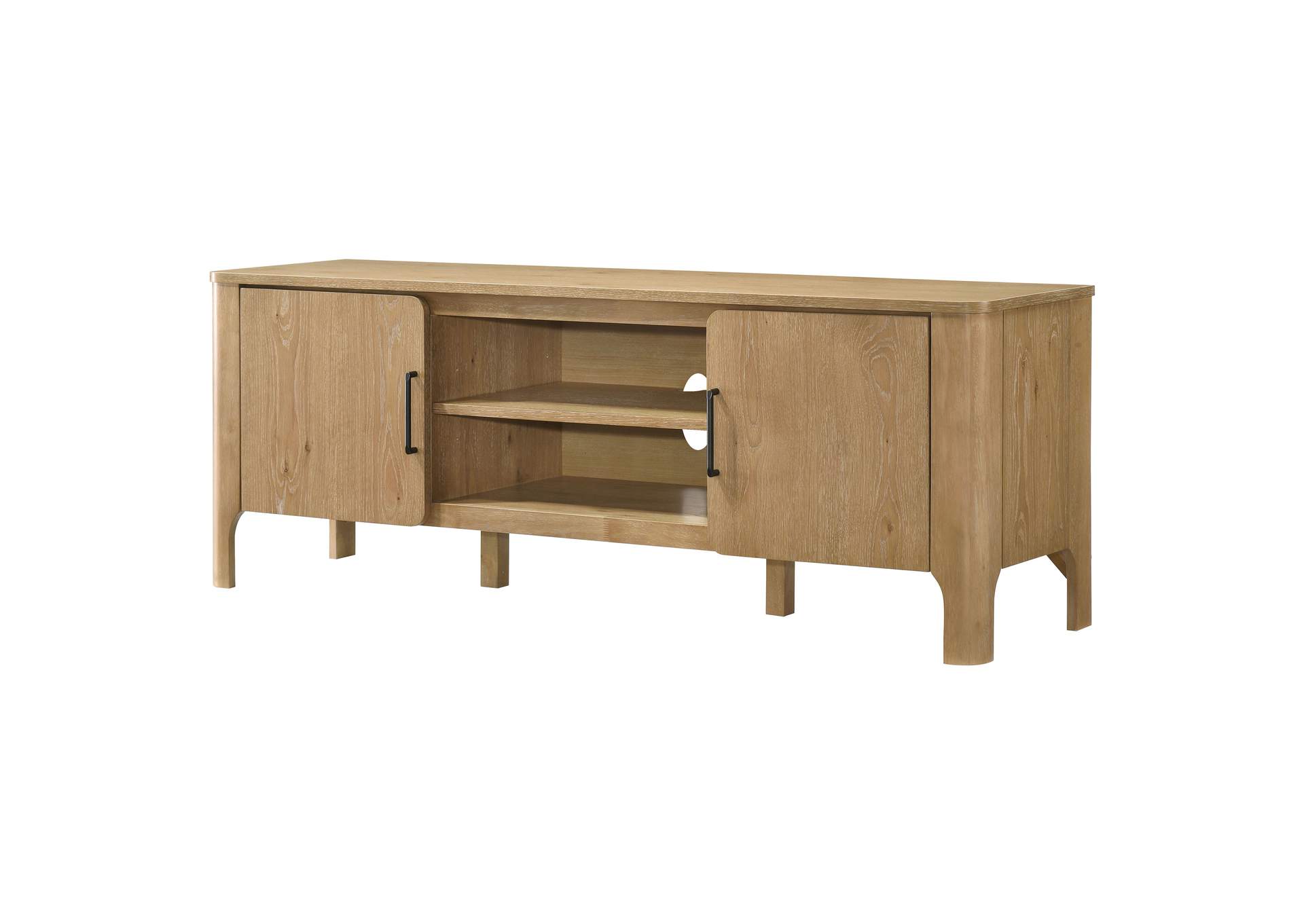 Rowe 65-inch 2-door Wood TV Stand Media Console Light Oak image 7