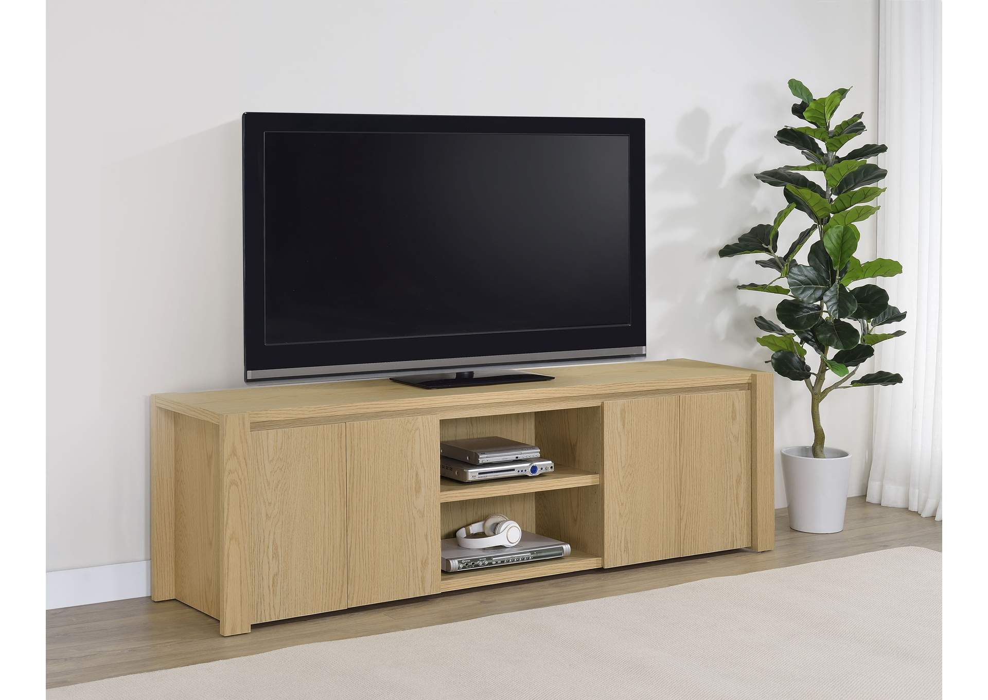 Laurelton 78-inch 4-door TV Stand Media Console Light Oak image 3