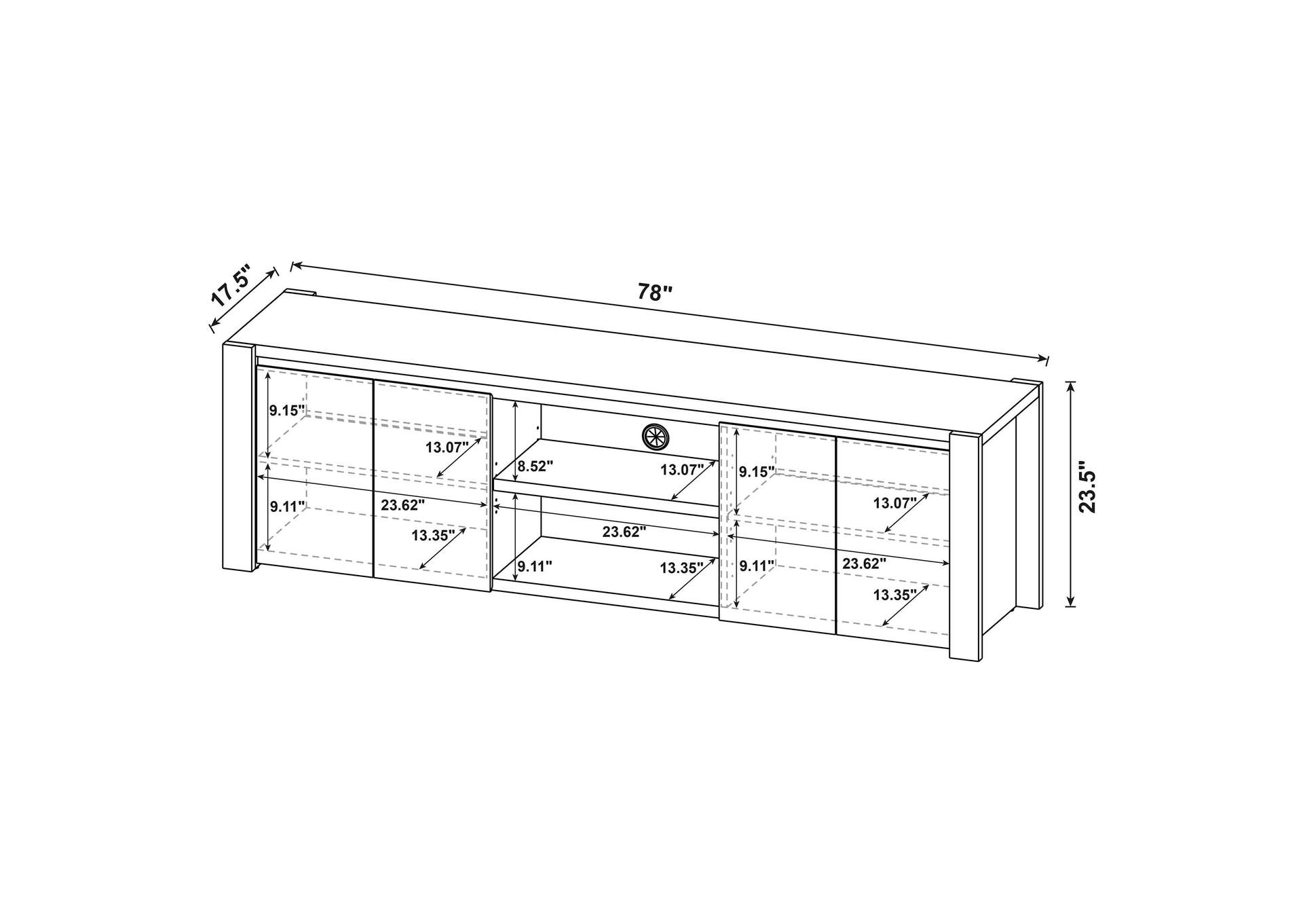 Laurelton 78-inch 4-door TV Stand Media Console Light Oak image 12
