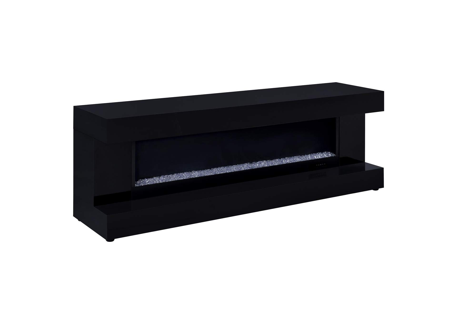 Mallory TV Stand Fireplace Console Bluetooth Speaker Black High Gloss image 1