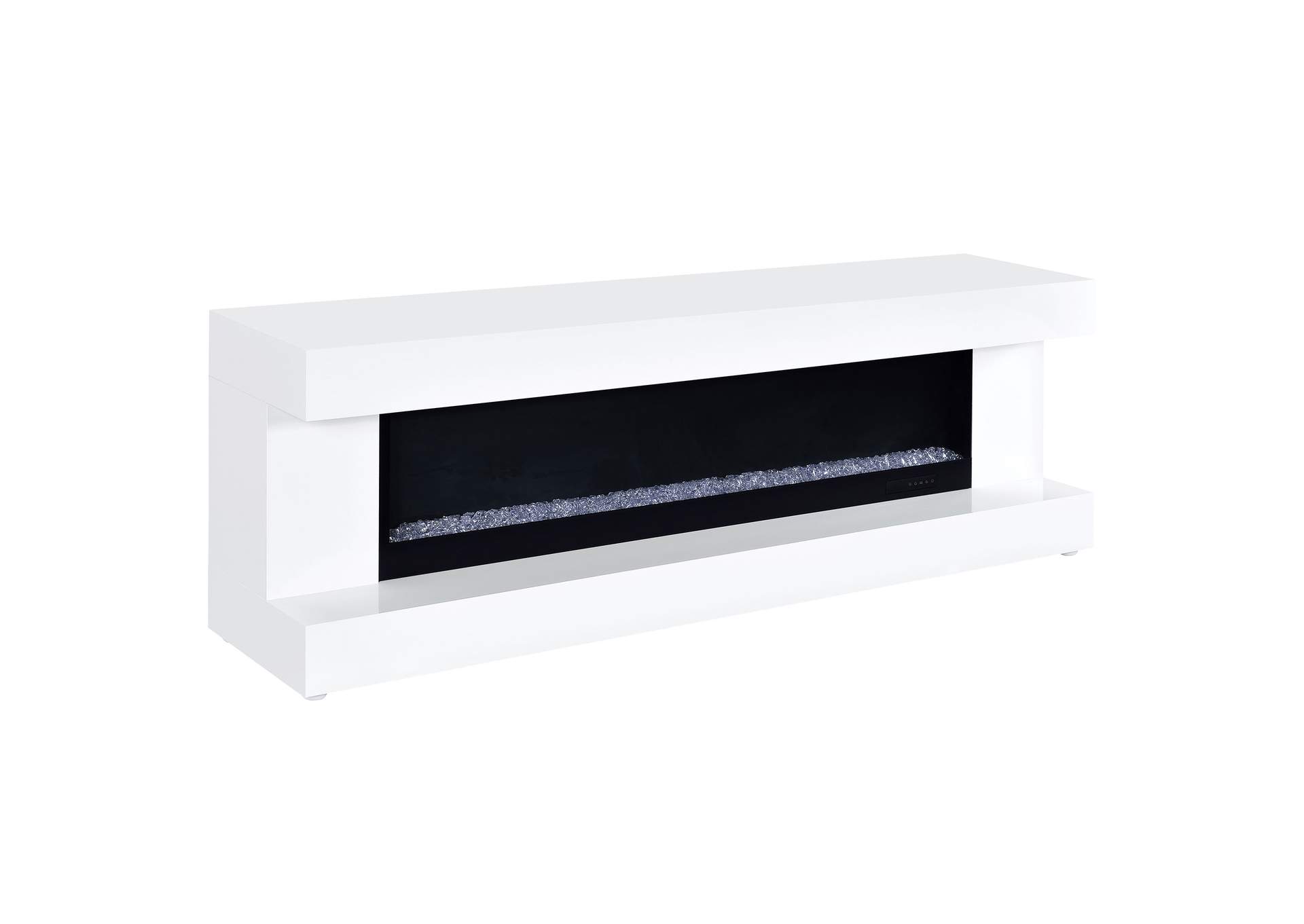 Mallory TV Stand Fireplace Console Bluetooth Speaker White High Gloss image 1