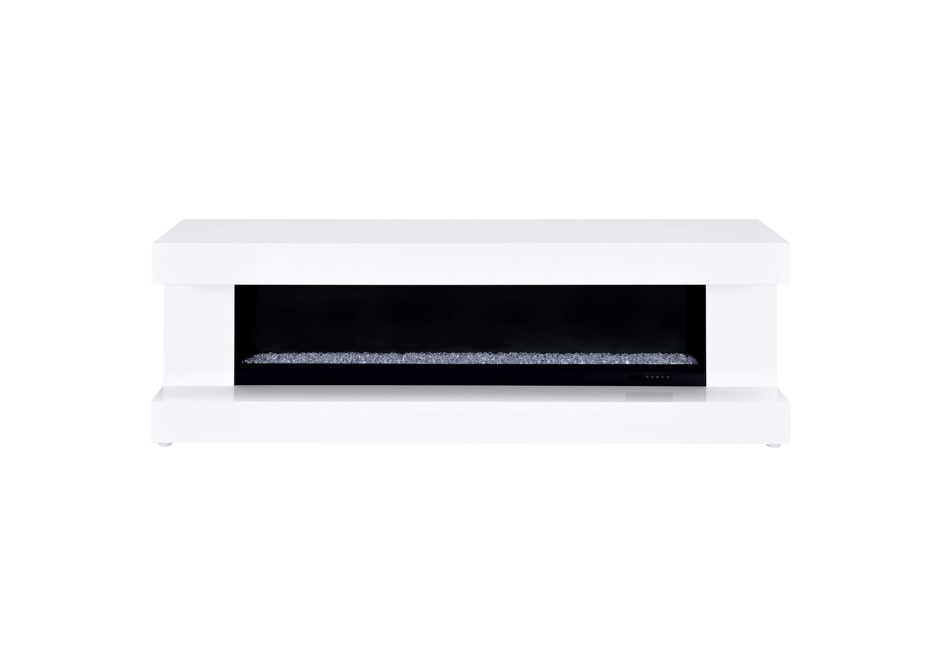 Mallory TV Stand Fireplace Console Bluetooth Speaker White High Gloss image 4