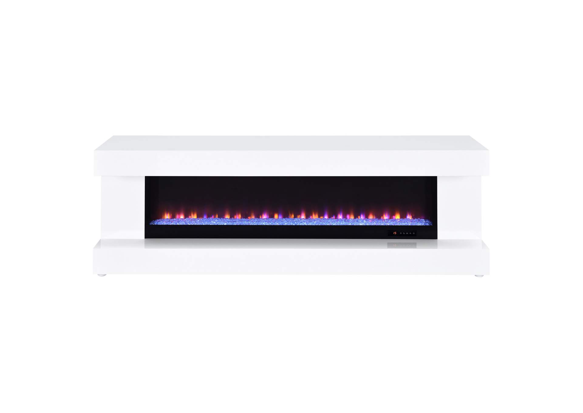 Mallory TV Stand Fireplace Console Bluetooth Speaker White High Gloss image 5
