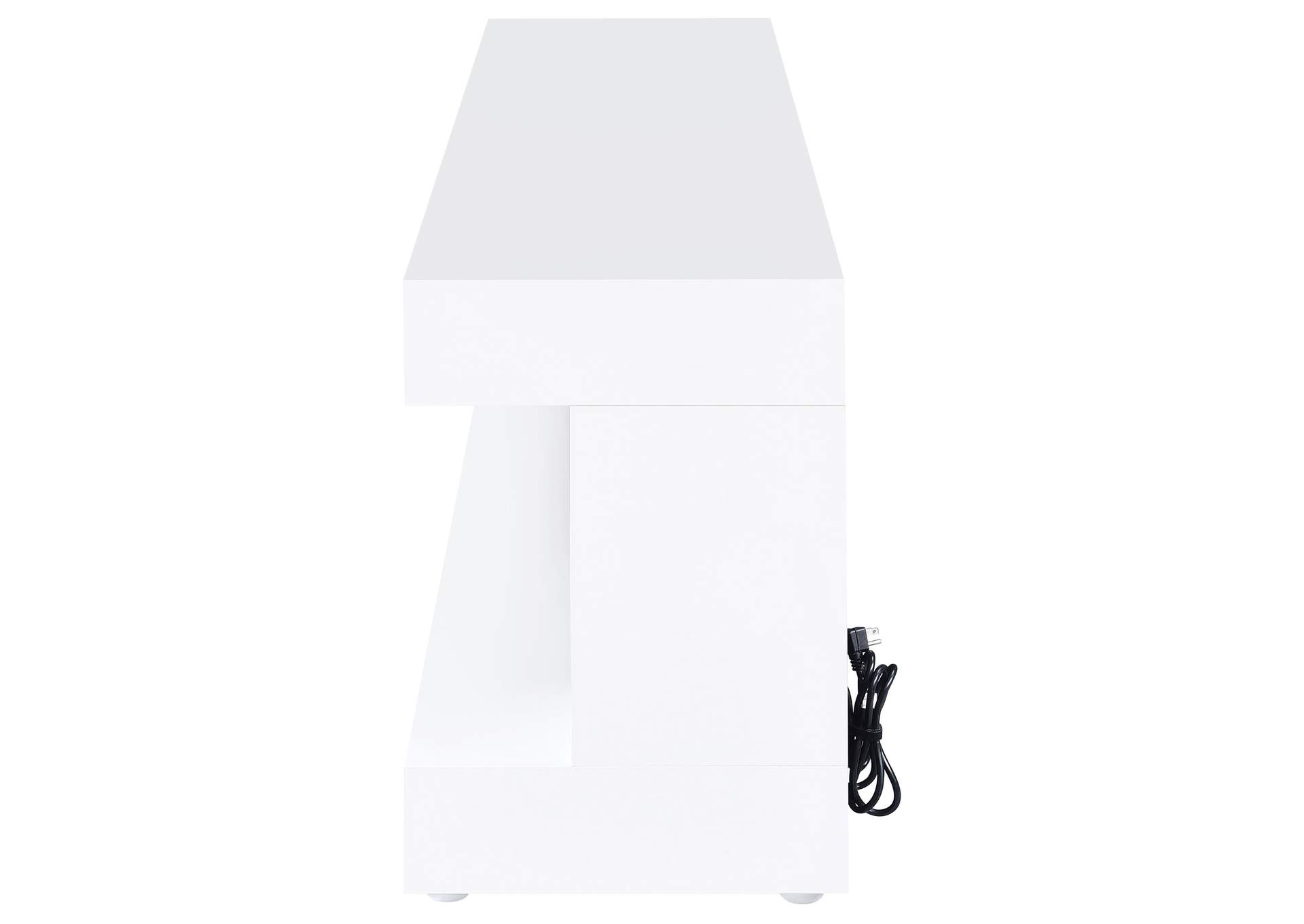 Mallory TV Stand Fireplace Console Bluetooth Speaker White High Gloss image 6