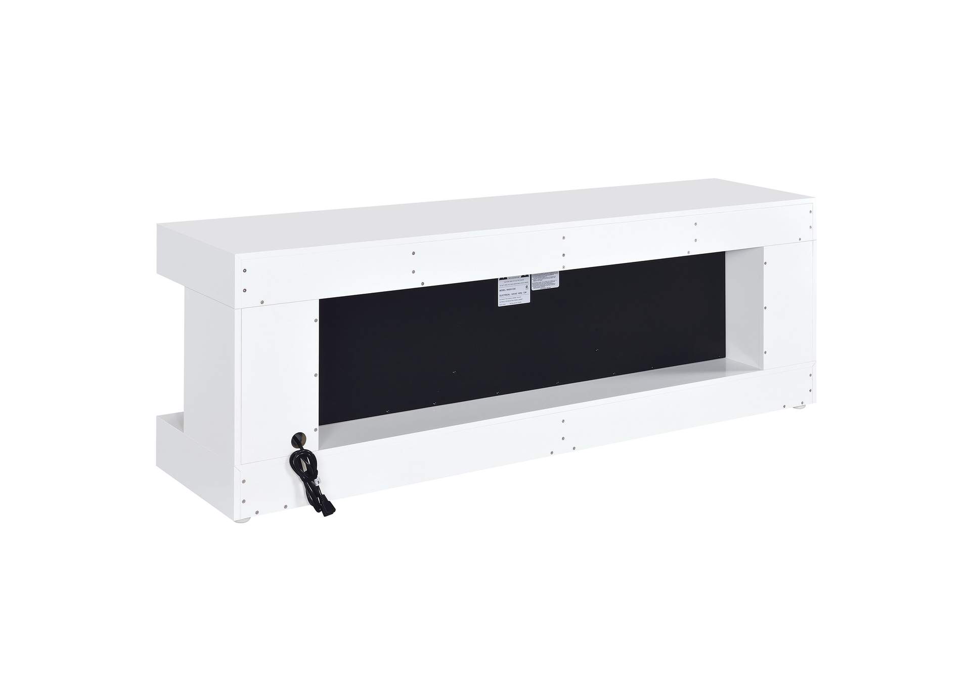 Mallory TV Stand Fireplace Console Bluetooth Speaker White High Gloss image 7