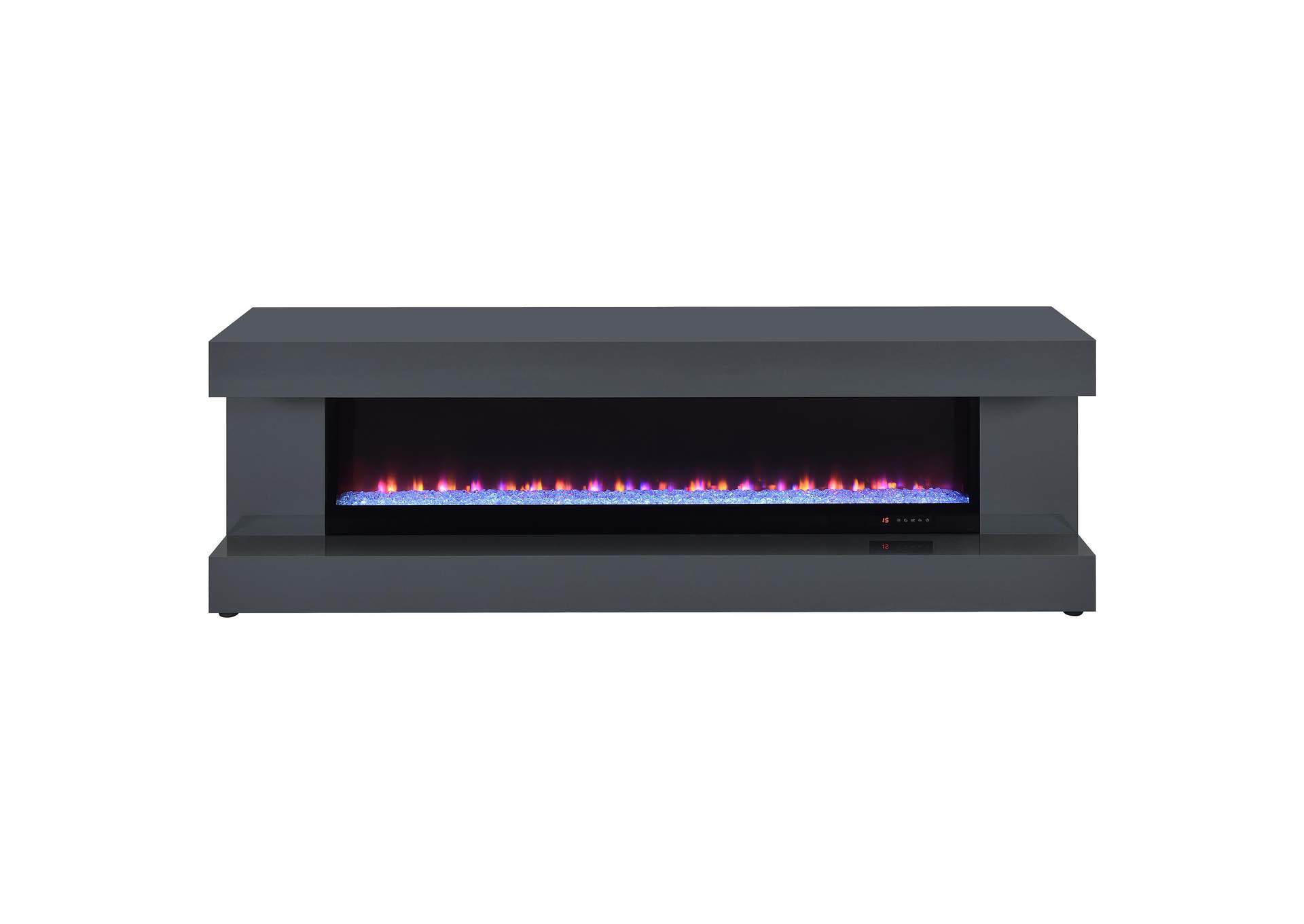 Mallory TV Stand Fireplace Console Bluetooth Speaker Grey High Gloss image 5
