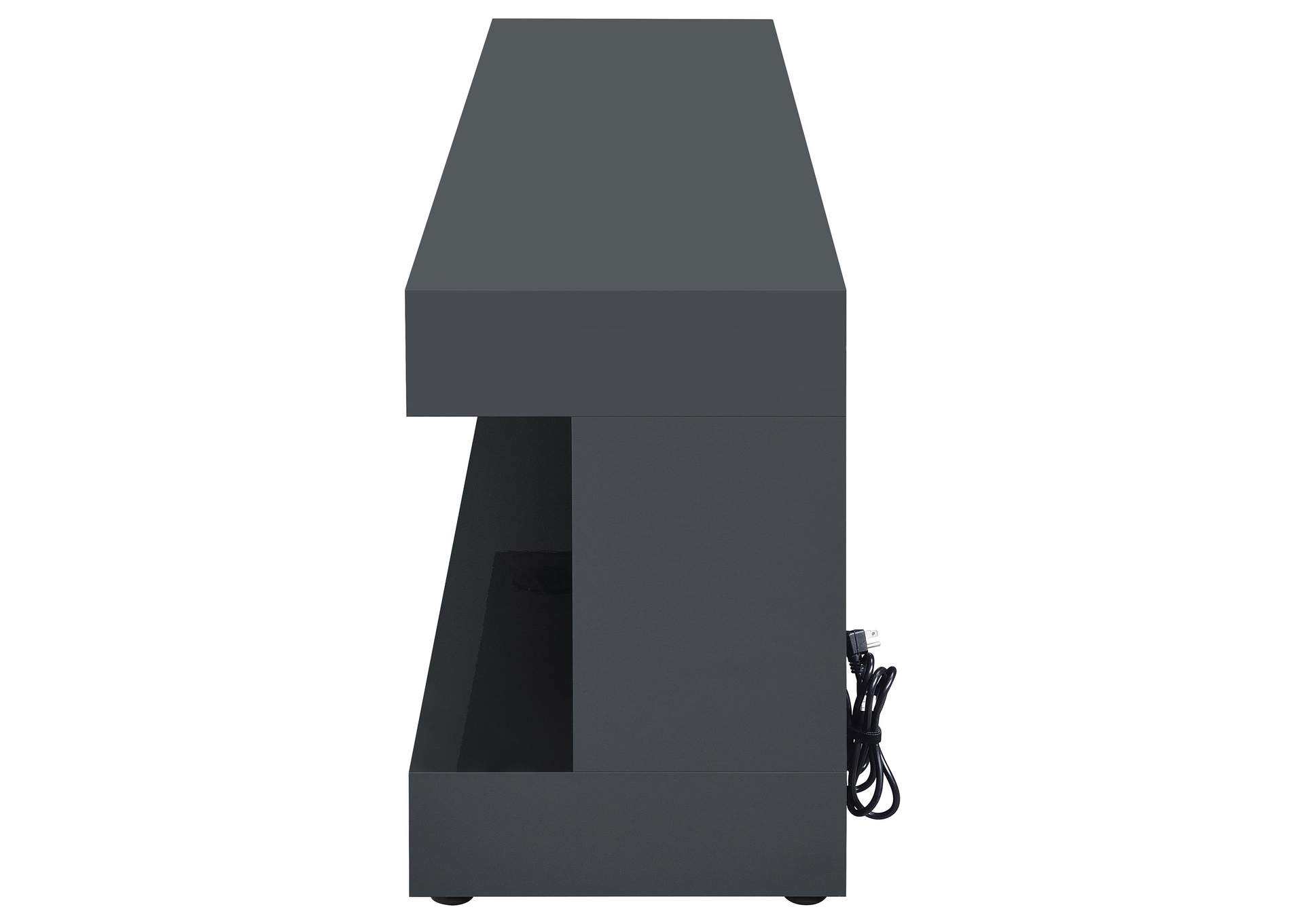 Mallory TV Stand Fireplace Console Bluetooth Speaker Grey High Gloss image 6