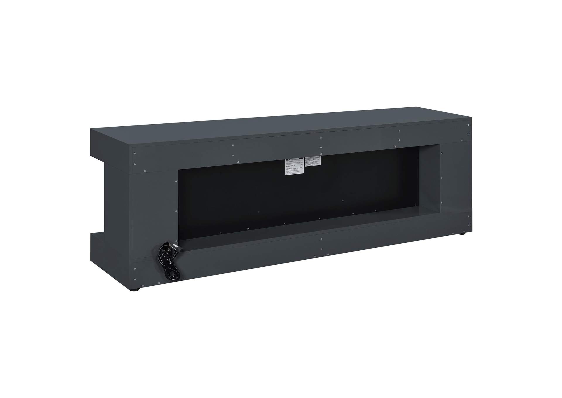 Mallory TV Stand Fireplace Console Bluetooth Speaker Grey High Gloss image 7