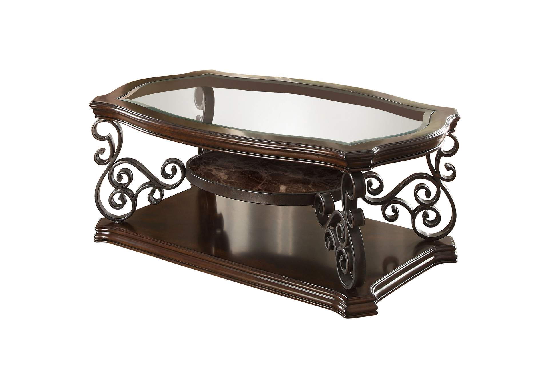 Laney Coffee Table Deep Merlot and Clear