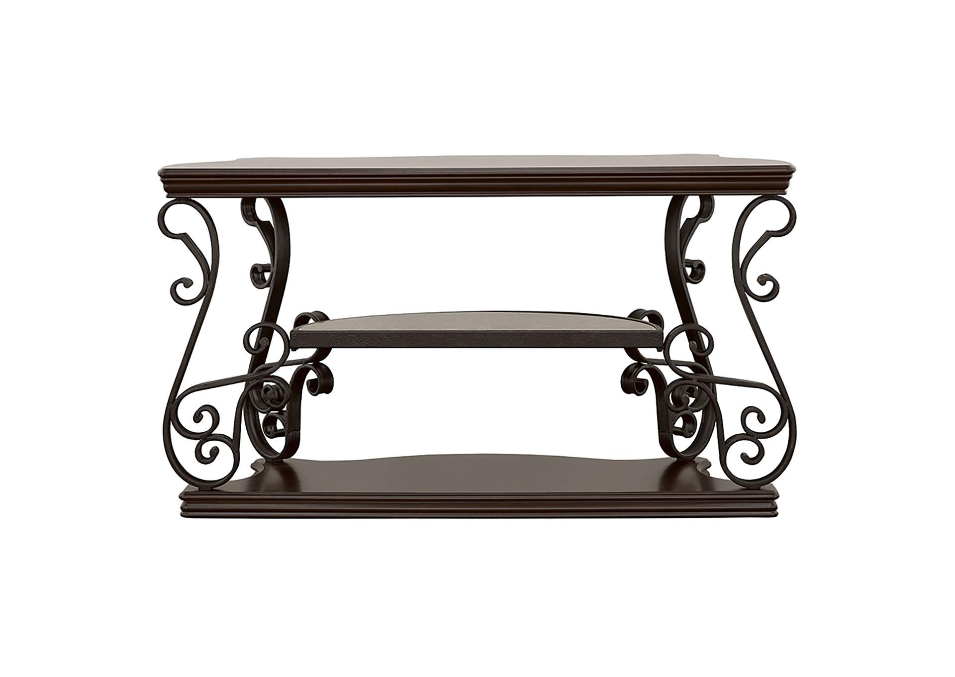 Laney Scrollwork Entryway Sofa Console Table Deep Merlot