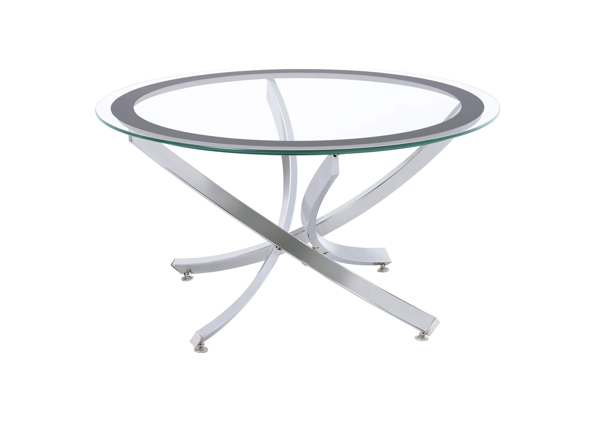 Brooke 2-piece Round Glass Top Coffee Table Set Chrome