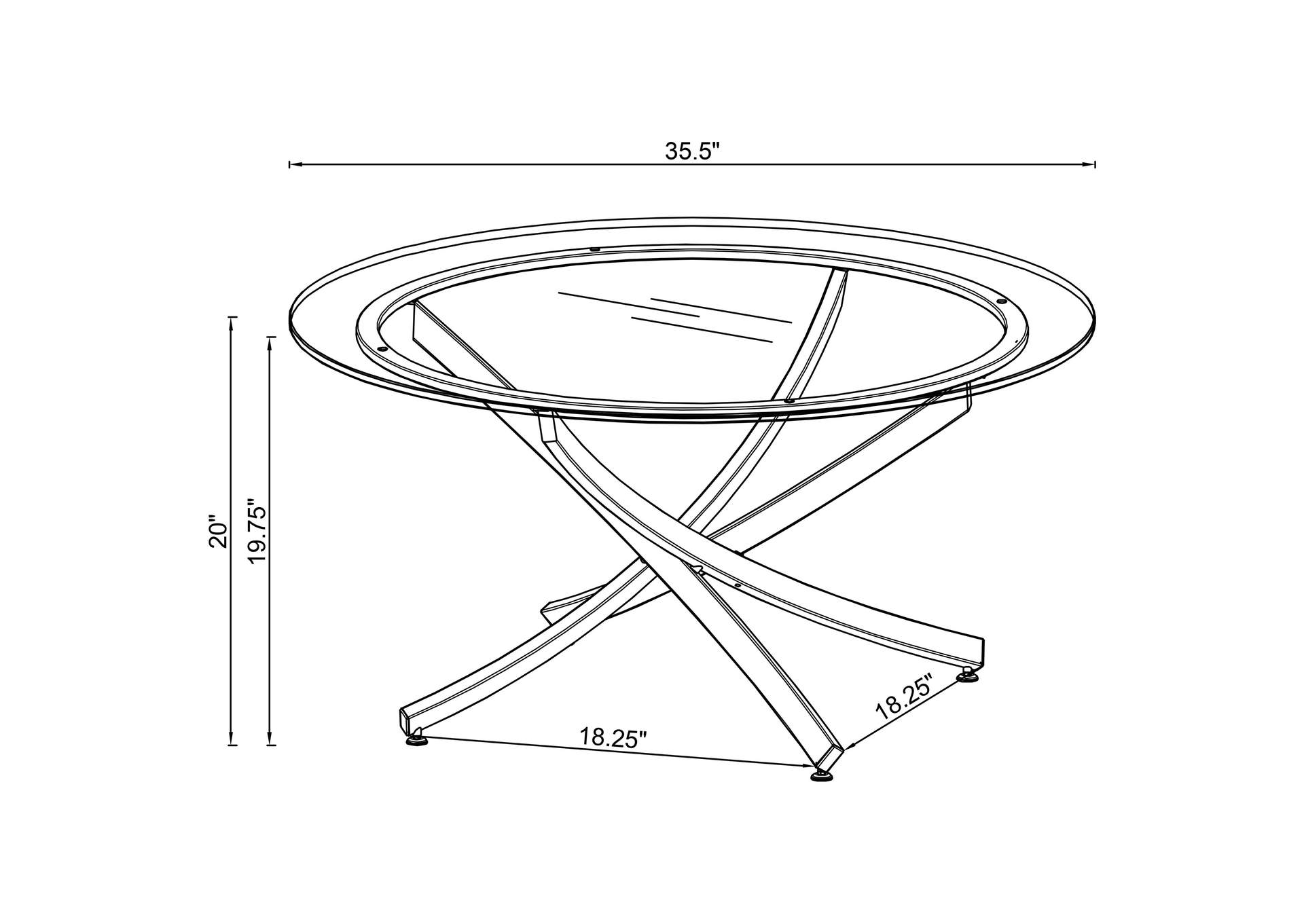 Brooke Round Glass Top Coffee Table Metal Base Chrome