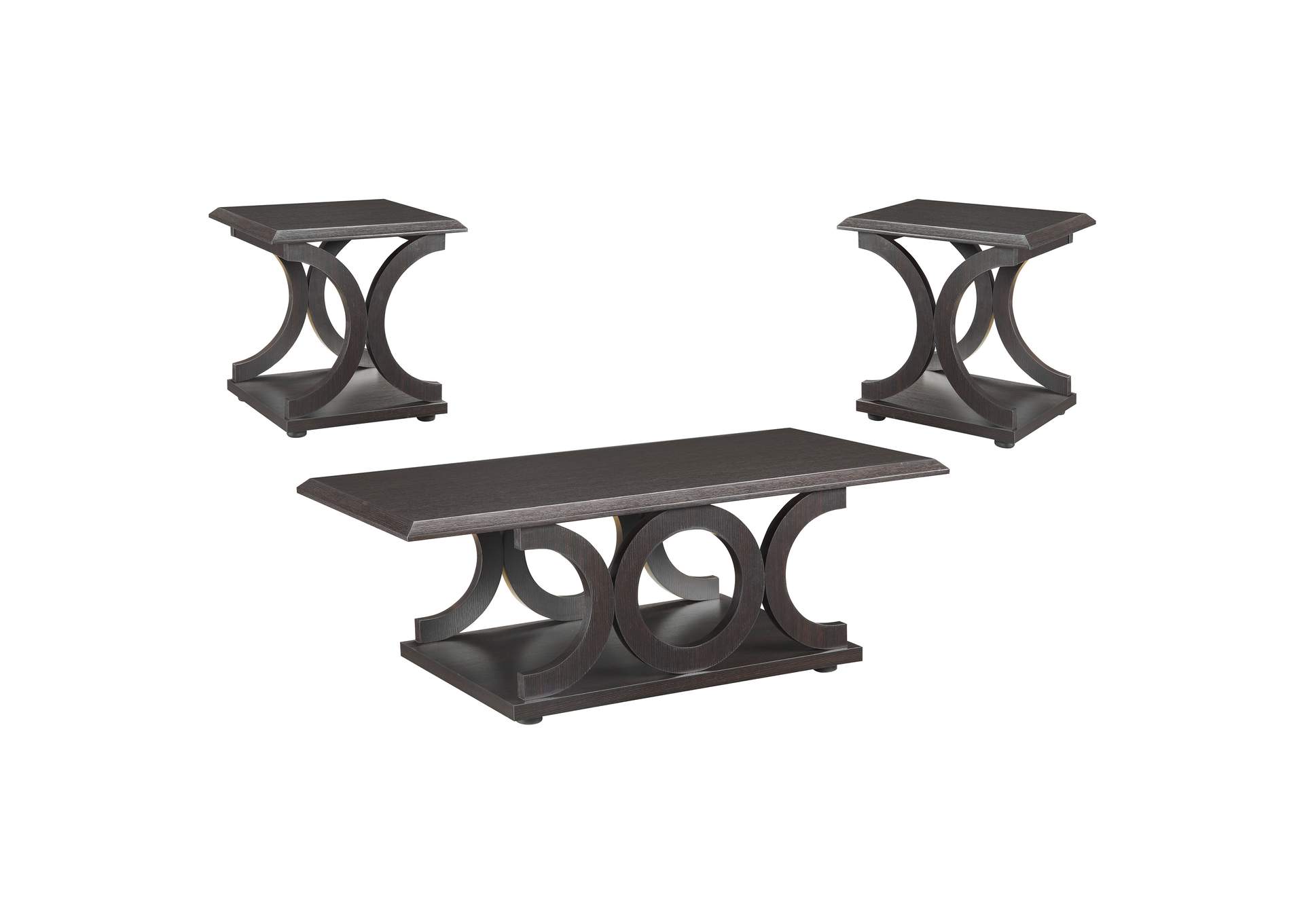 Shelly 3-piece Coffee and End Table Set Cappuccino