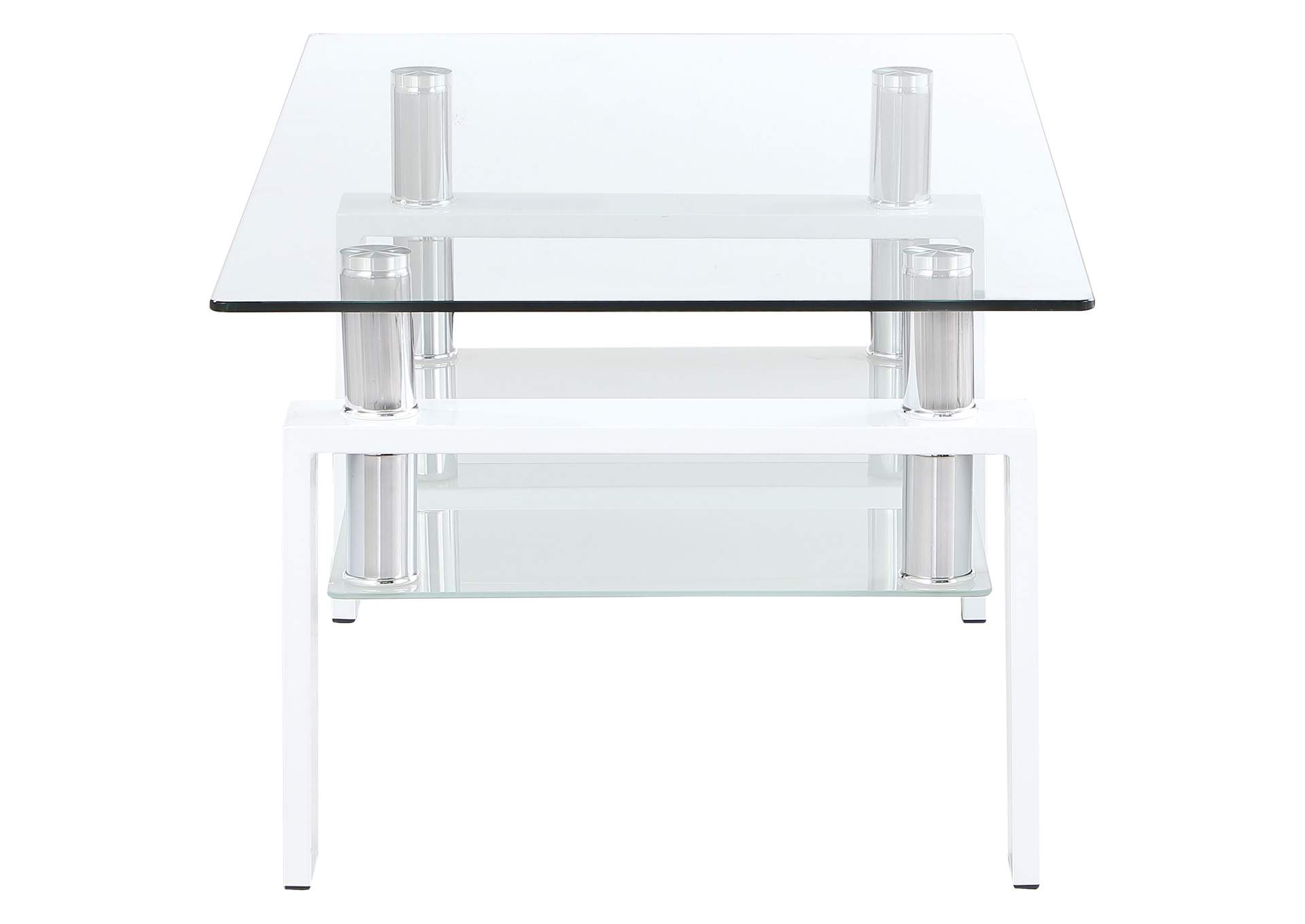 Dyer 1-shelf Rectangular Glass Top Coffee Table White