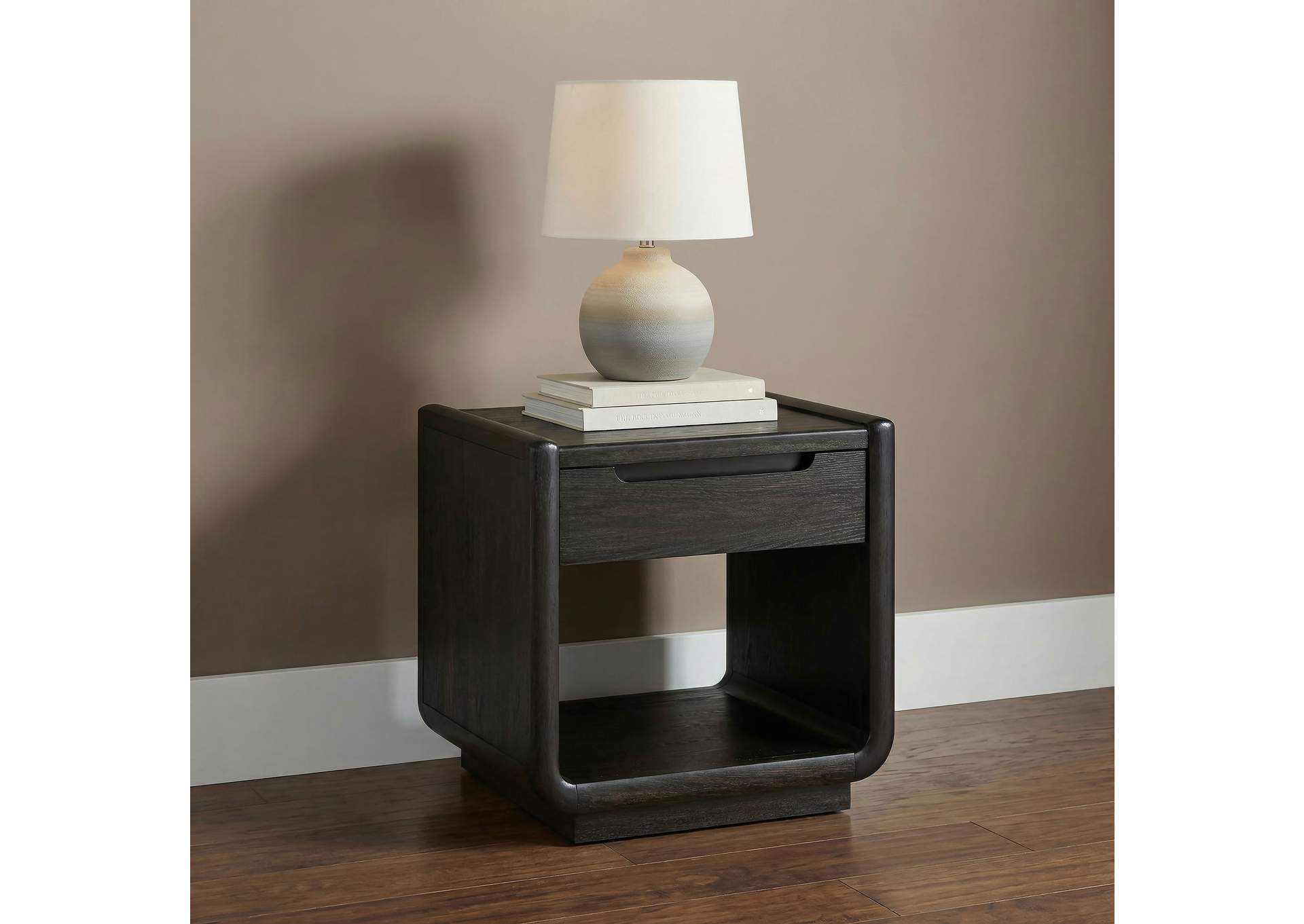 Leandro 1-drawer Wood Occasional Side End Table Burnished Black image 3