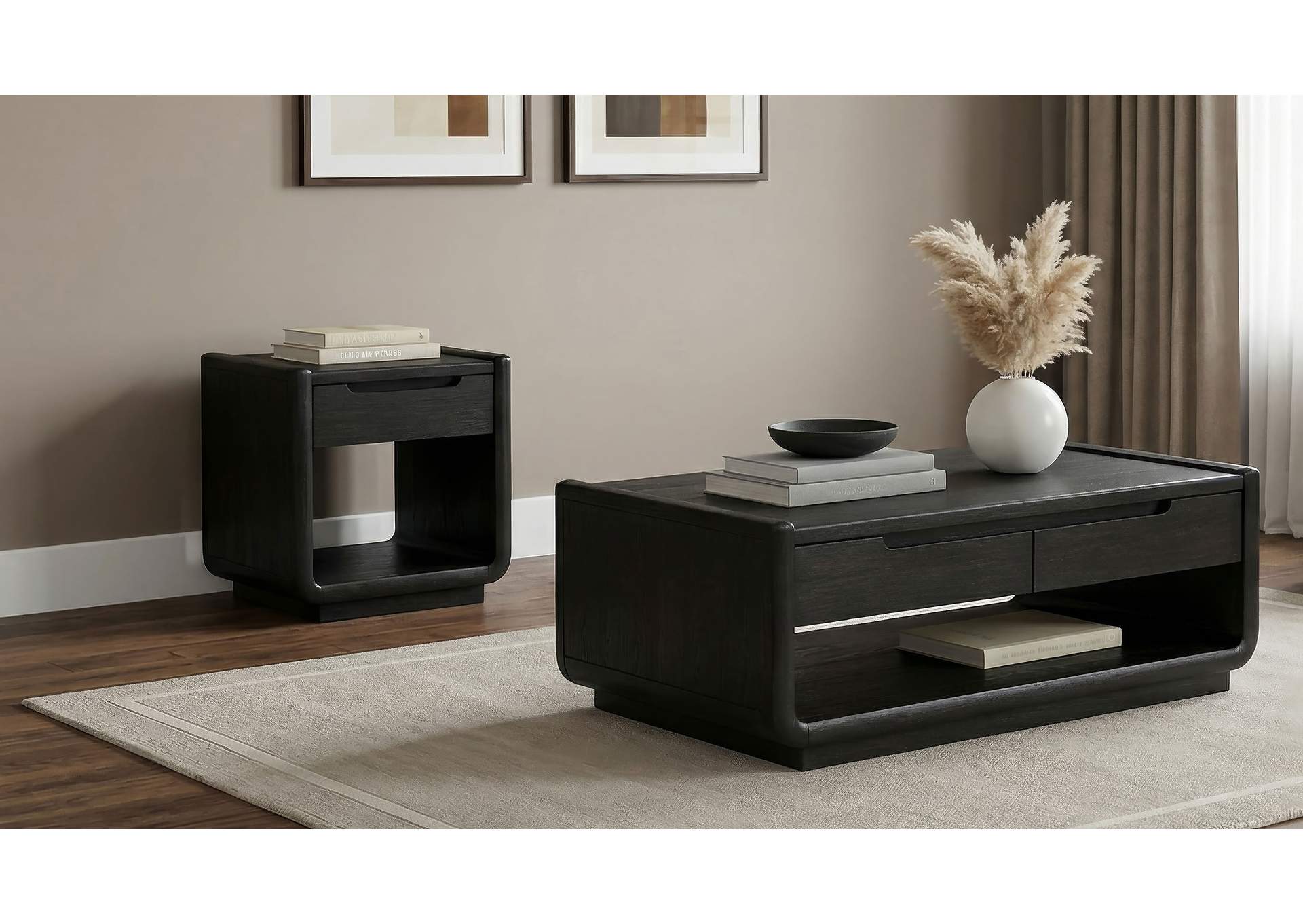 Leandro 1-drawer Wood Occasional Side End Table Burnished Black image 14