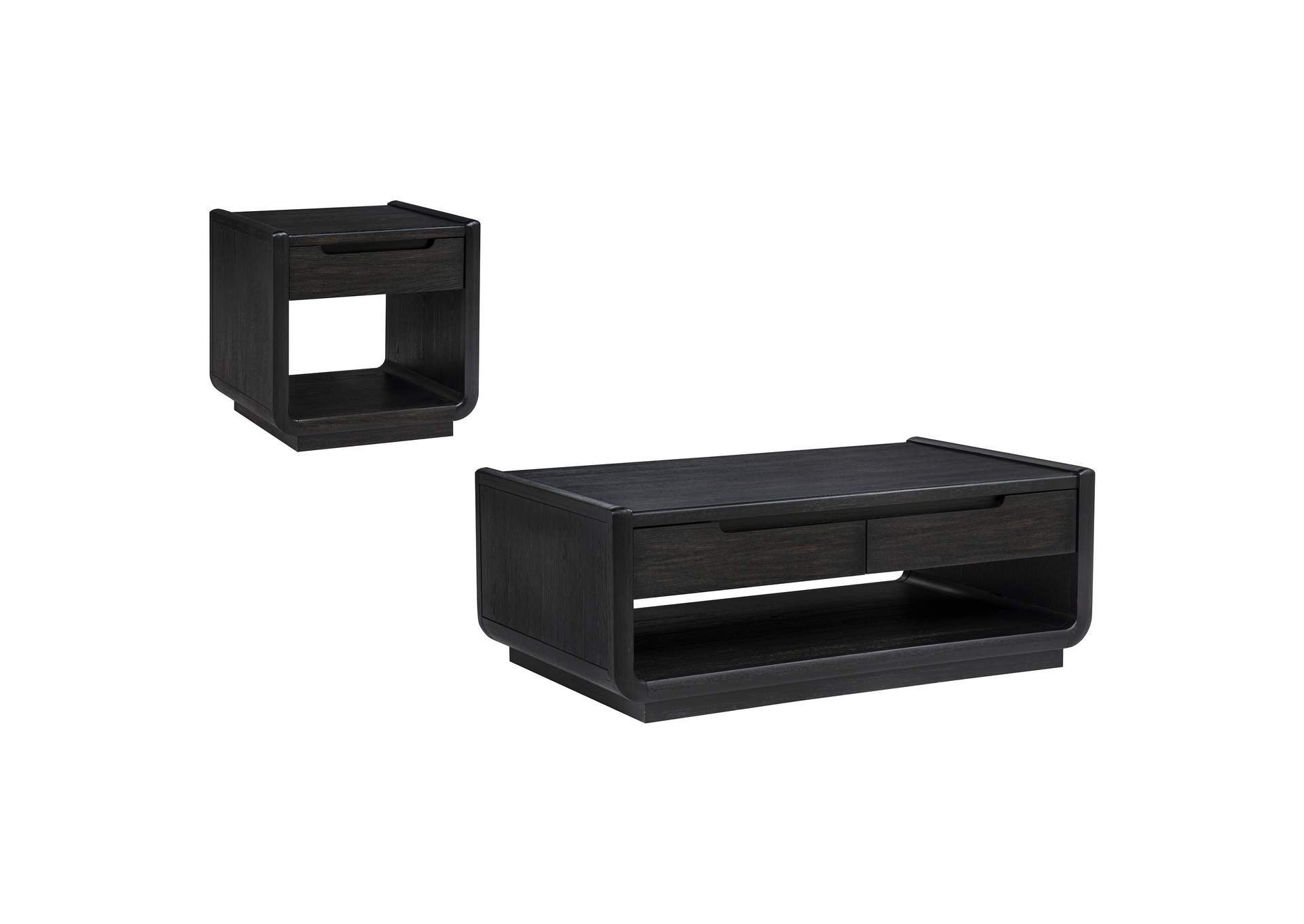 Leandro 2-piece Wood Coffee and End Table Set Burnished Black image 3