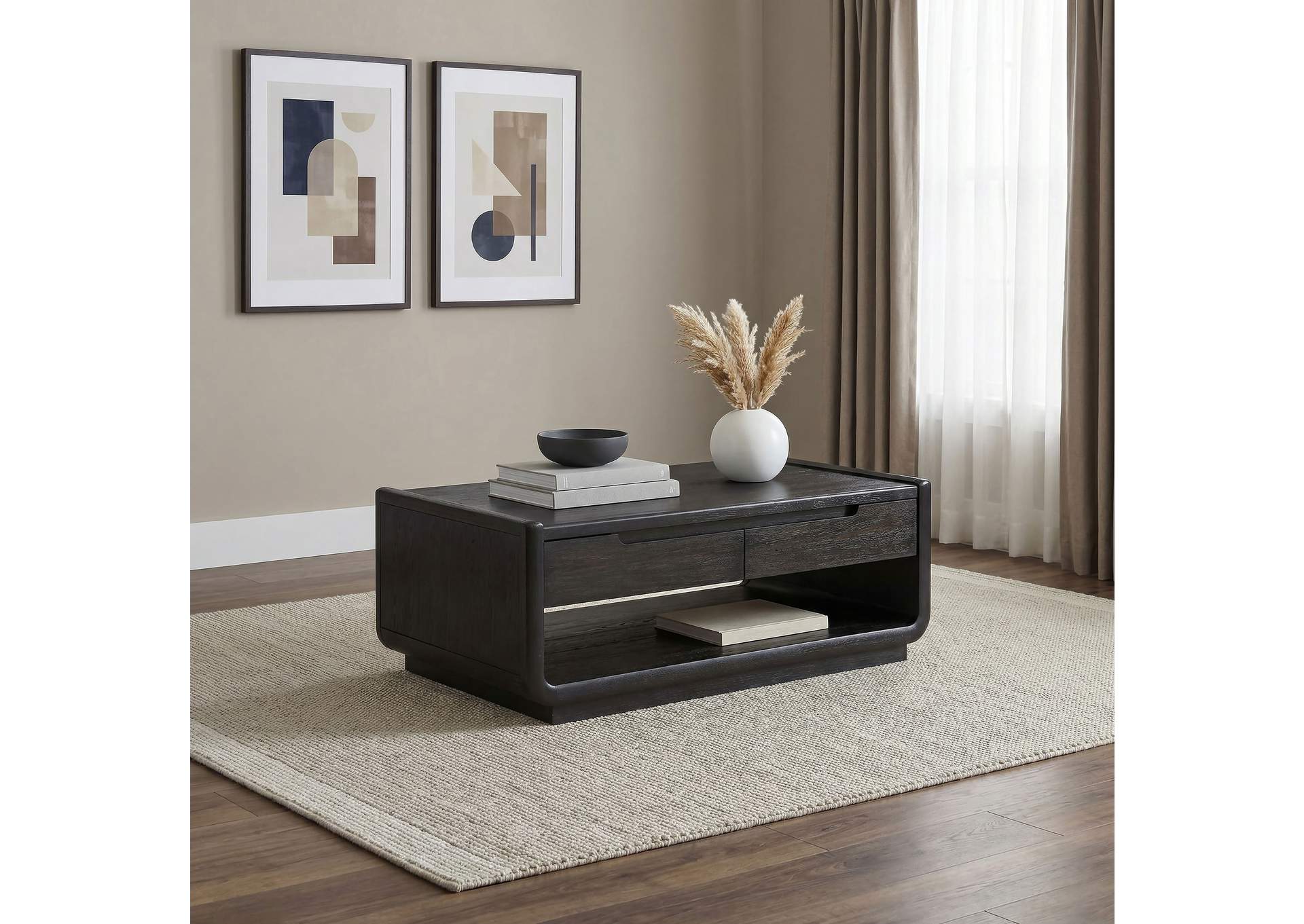 Leandro 2-drawer Wood Cocktail Coffee Table Burnished Black image 3